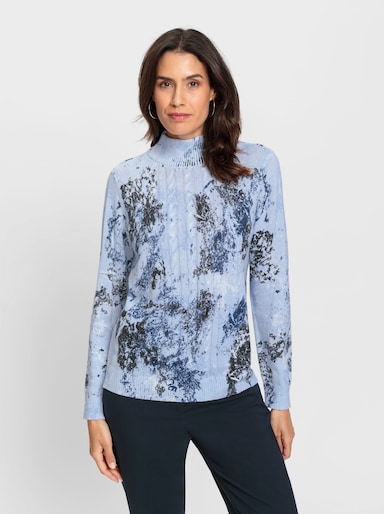 Pullover - eisblau-bedruckt
