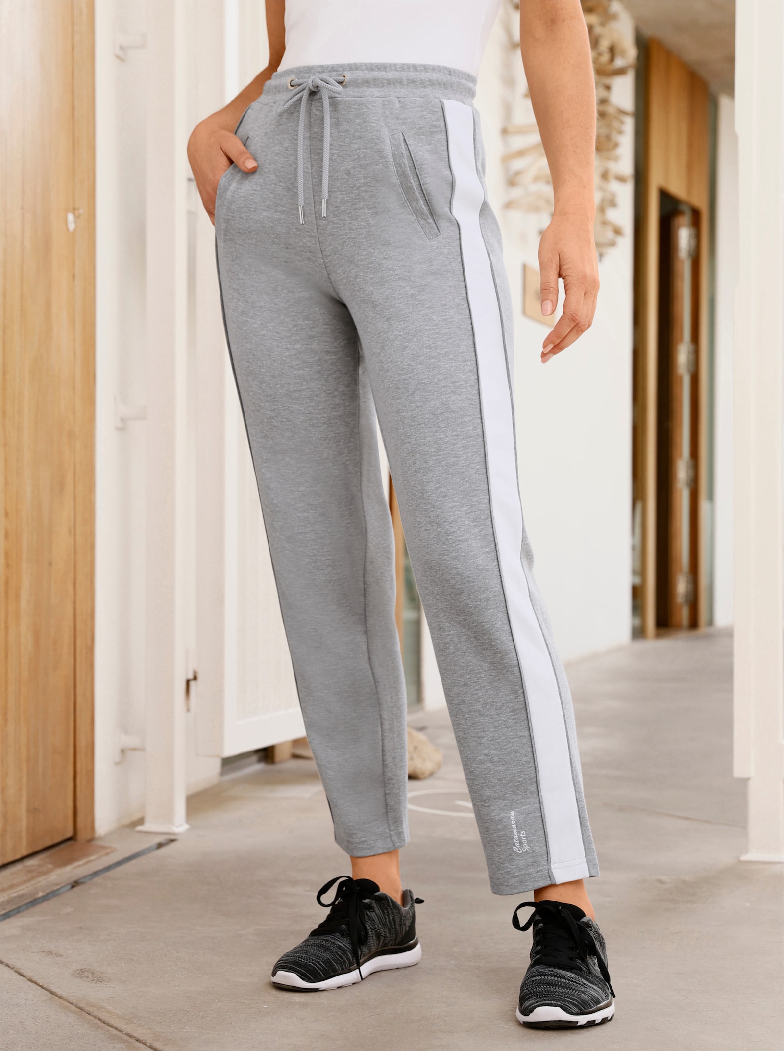 Catamaran Sports Freizeithose in formstabilem Interlock - grau-meliert