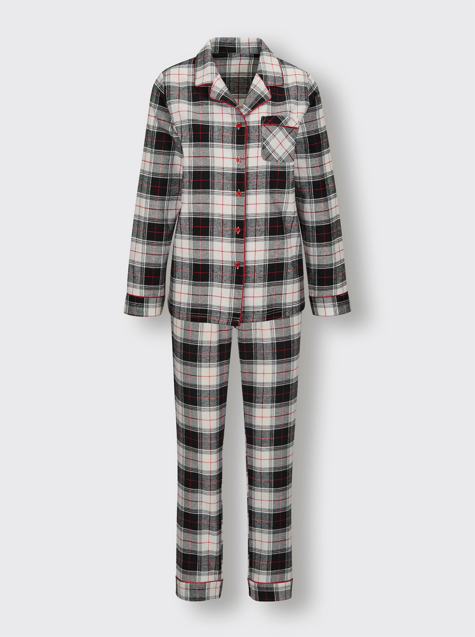 wäschepur Pyjama - rot-schwarz-kariert