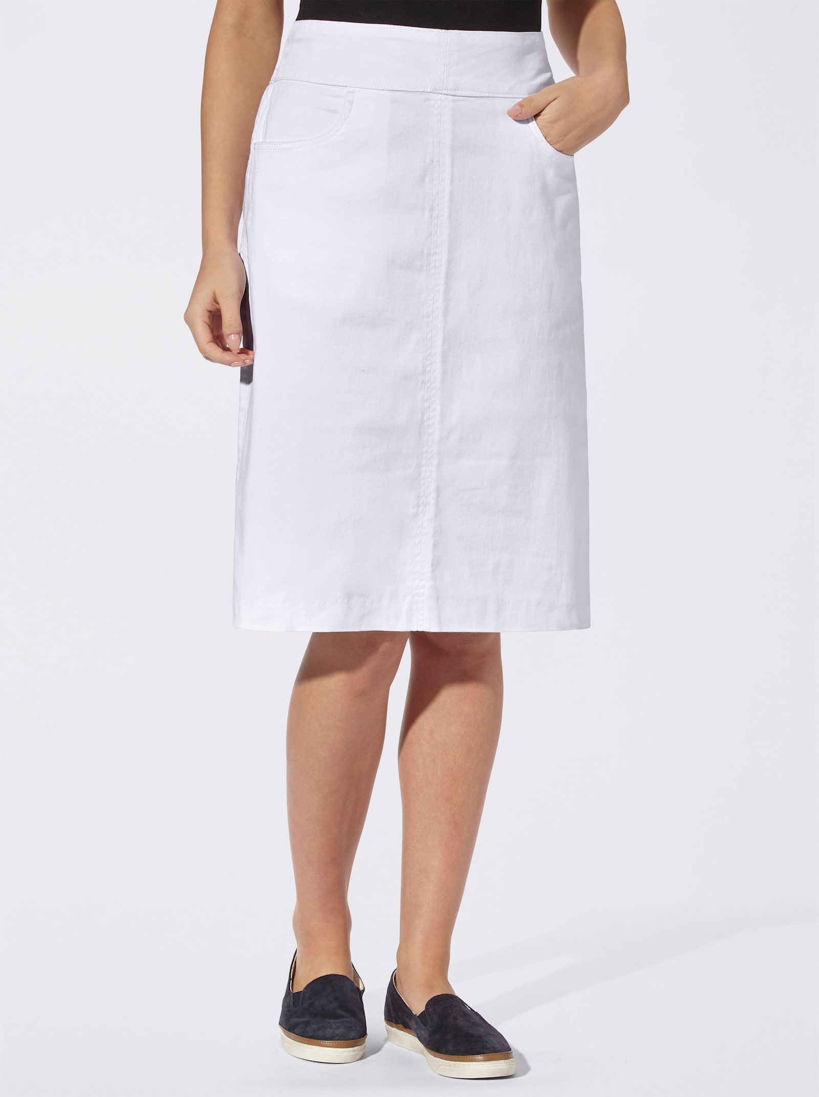 Jeansrok met hoge tailleband - wit