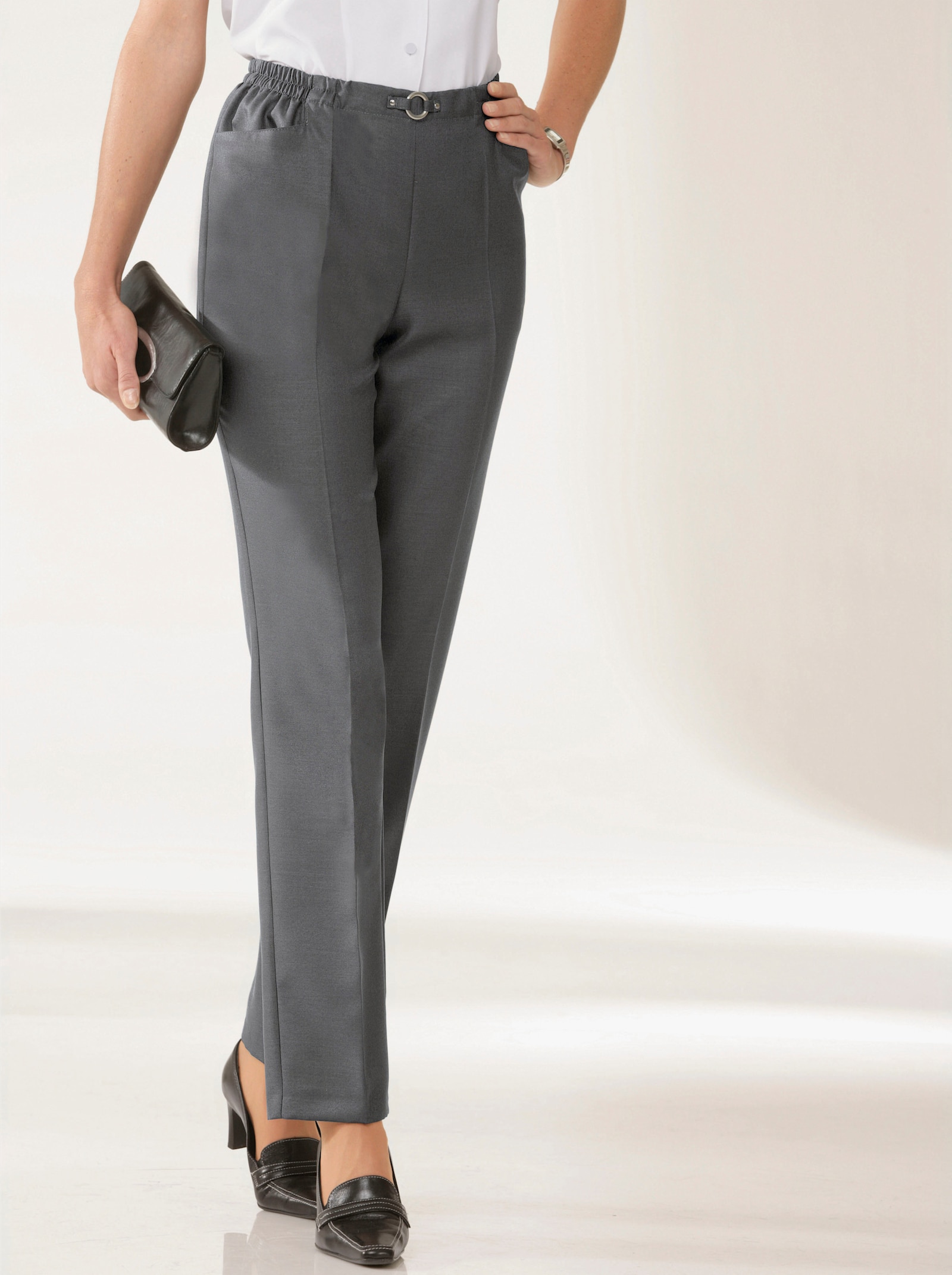 Comfortbroek per 2 stuks - antraciet + antraciet geruit