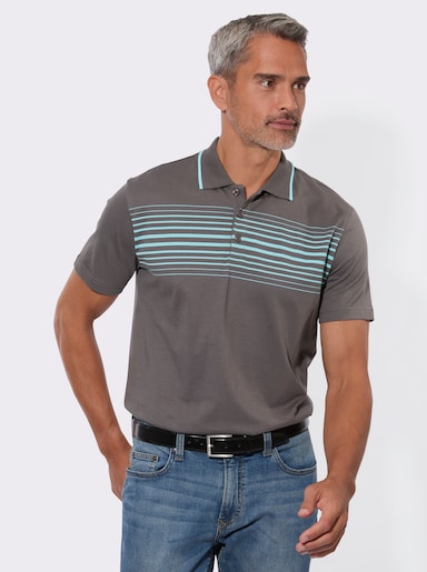 Poloshirt mit schmalen Kontraststreifen - anthrazit