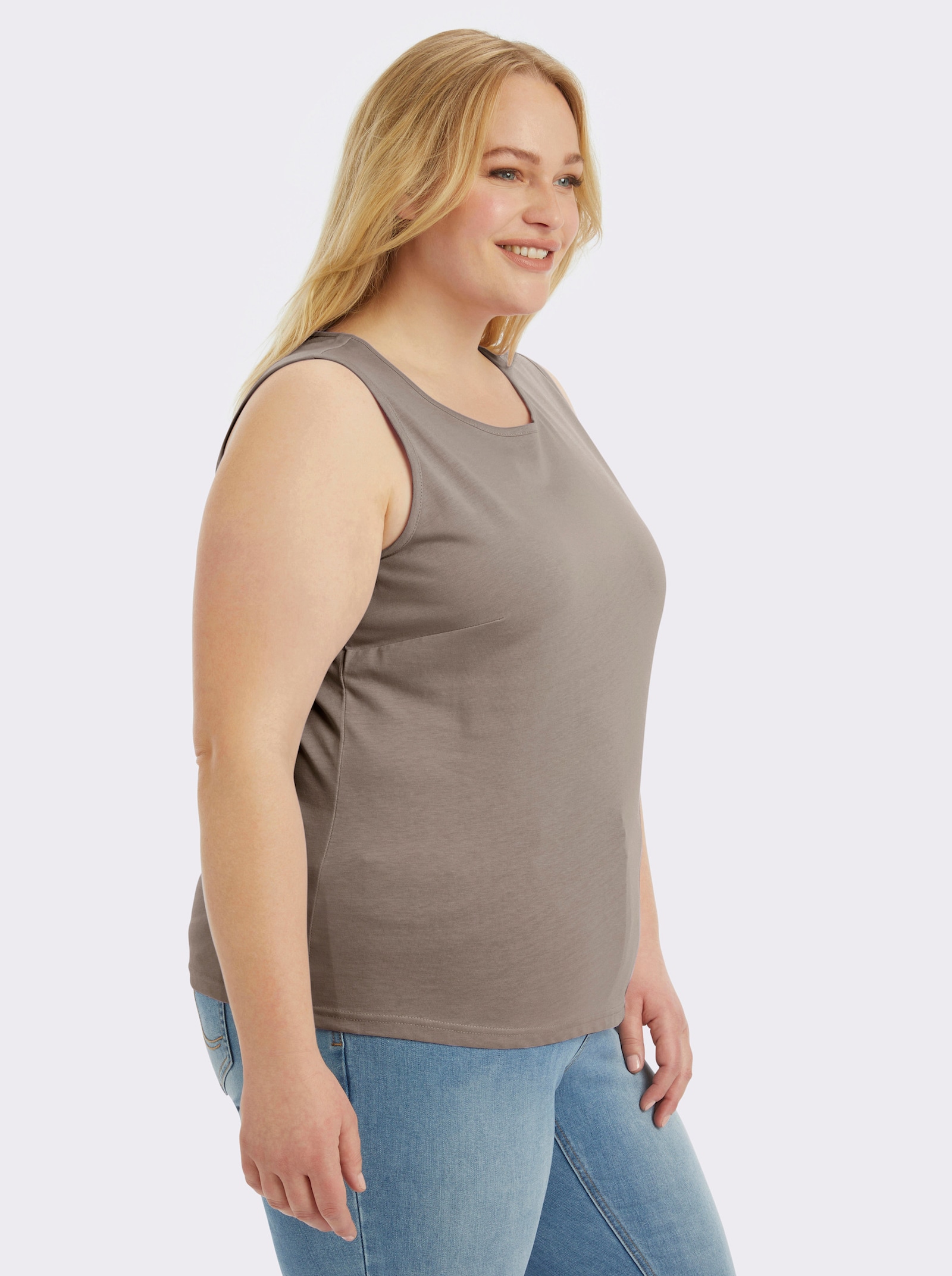 Trägertop mit Rundhals-Ausschnitt - taupe