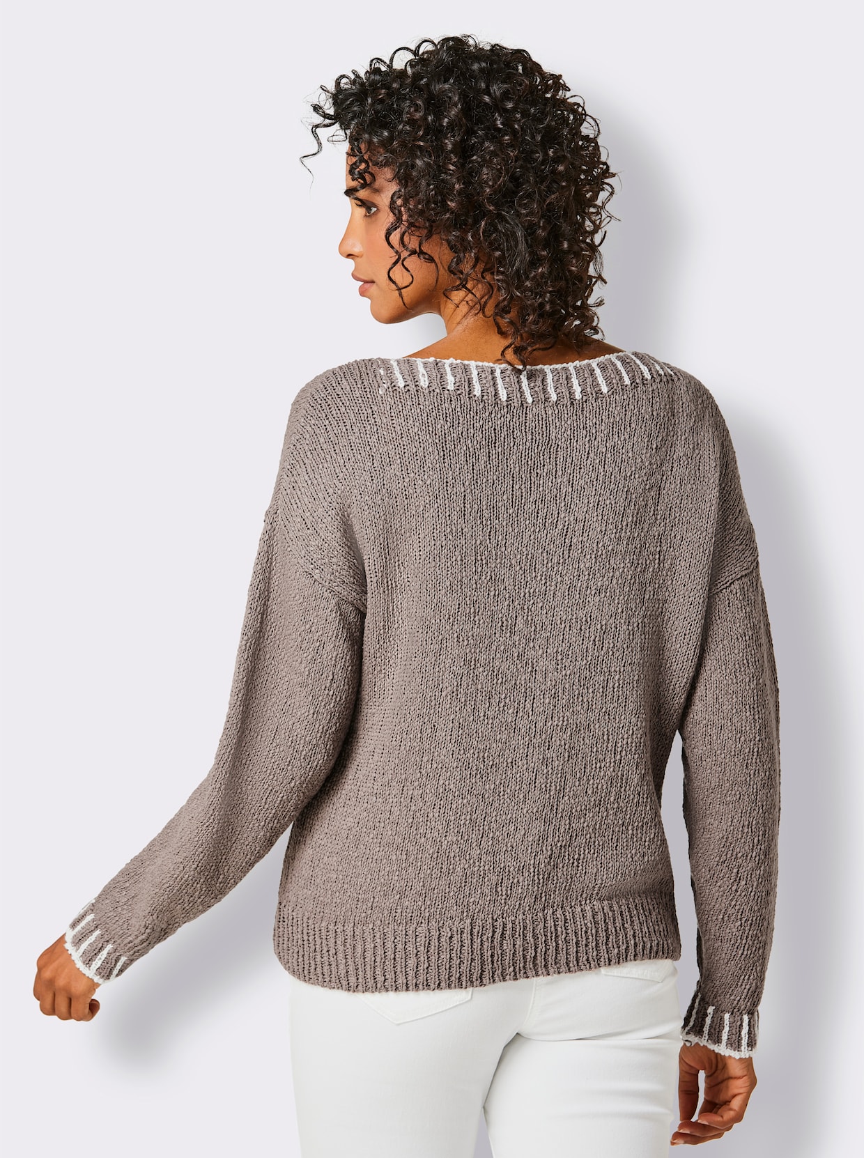 CREATION L PREMIUM Baumwollpullover - taupe