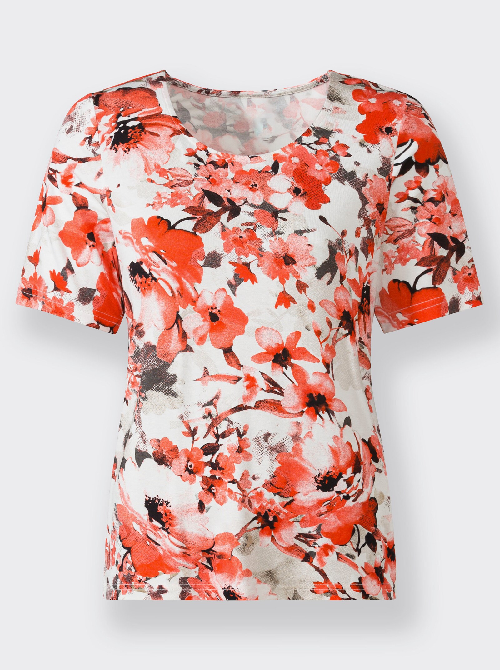 Kurzarmshirt im floralen Dessin - hummer-sand-bedruckt