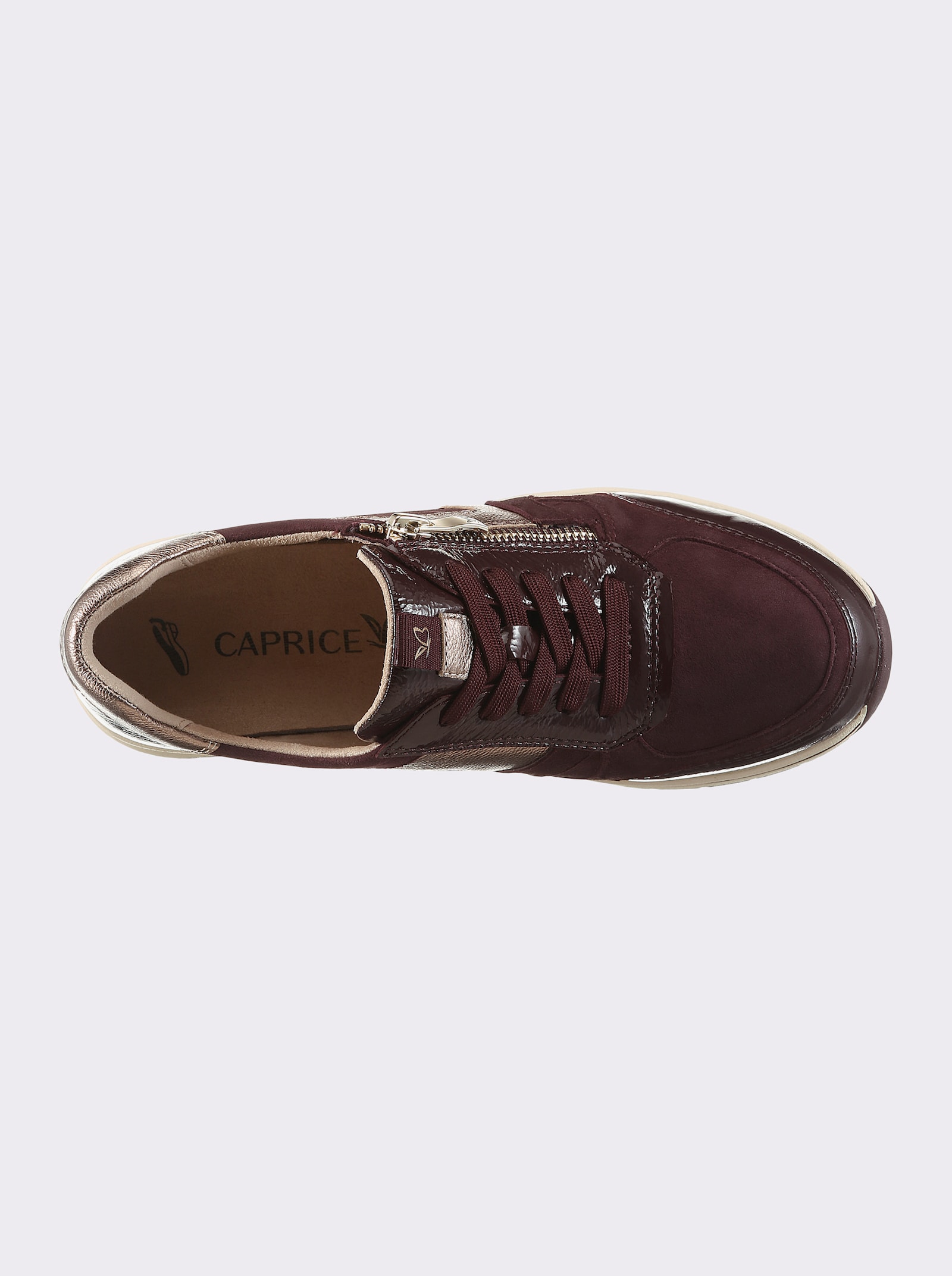 Caprice Sneaker mit kontrastfarbener Sohle, Weite H - bordeaux