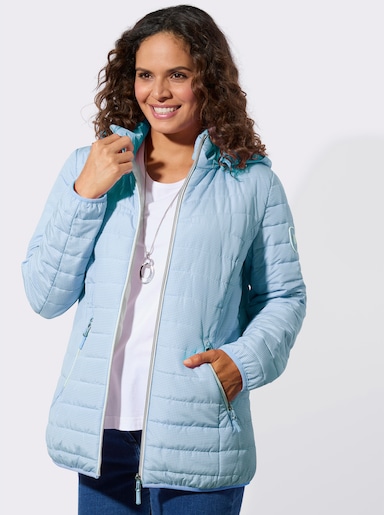 Steppjacke - eisblau-weiß-bedruckt