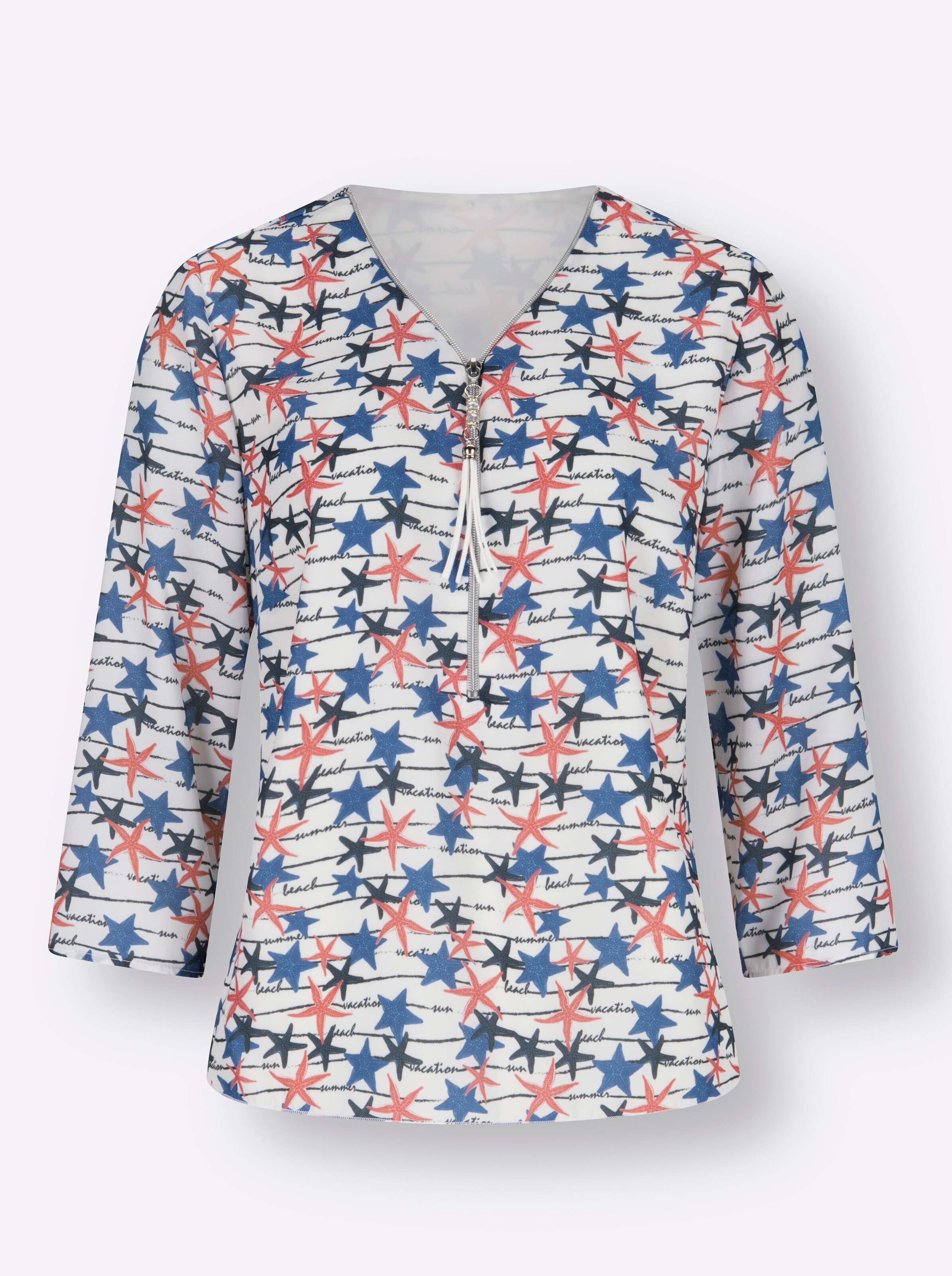Witt Weiden Damen Druckbluse ecru marine bedruckt  - Onlineshop Witt Weiden