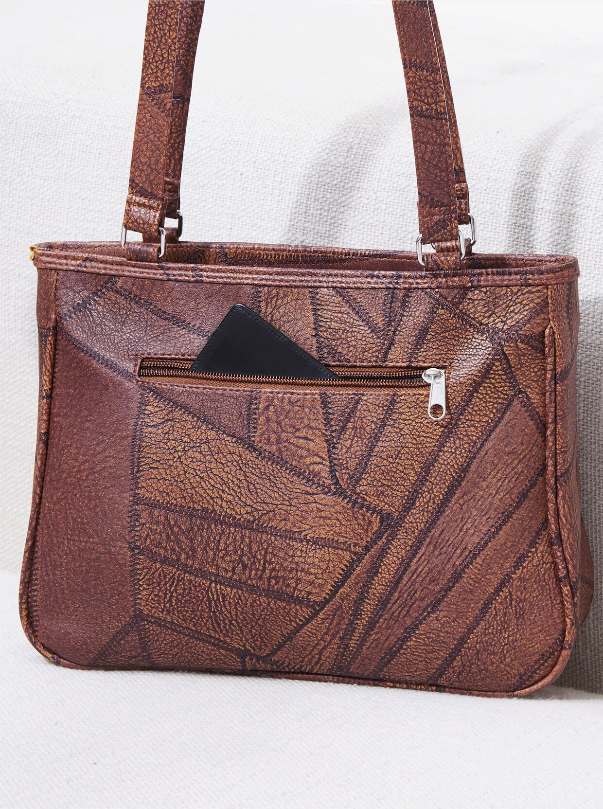 Tas + sjaal - cognac gedessineerd