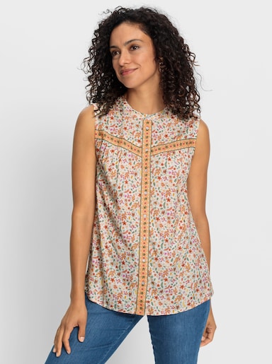 Druckbluse im Blümchenmuster - ecru-papaya-bedruckt