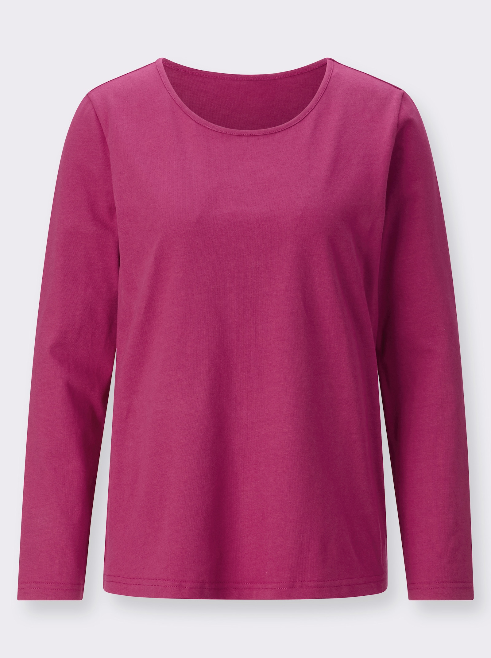 Tričko s dlouhým rukávem s kulatým výstřihem - fuchsiová