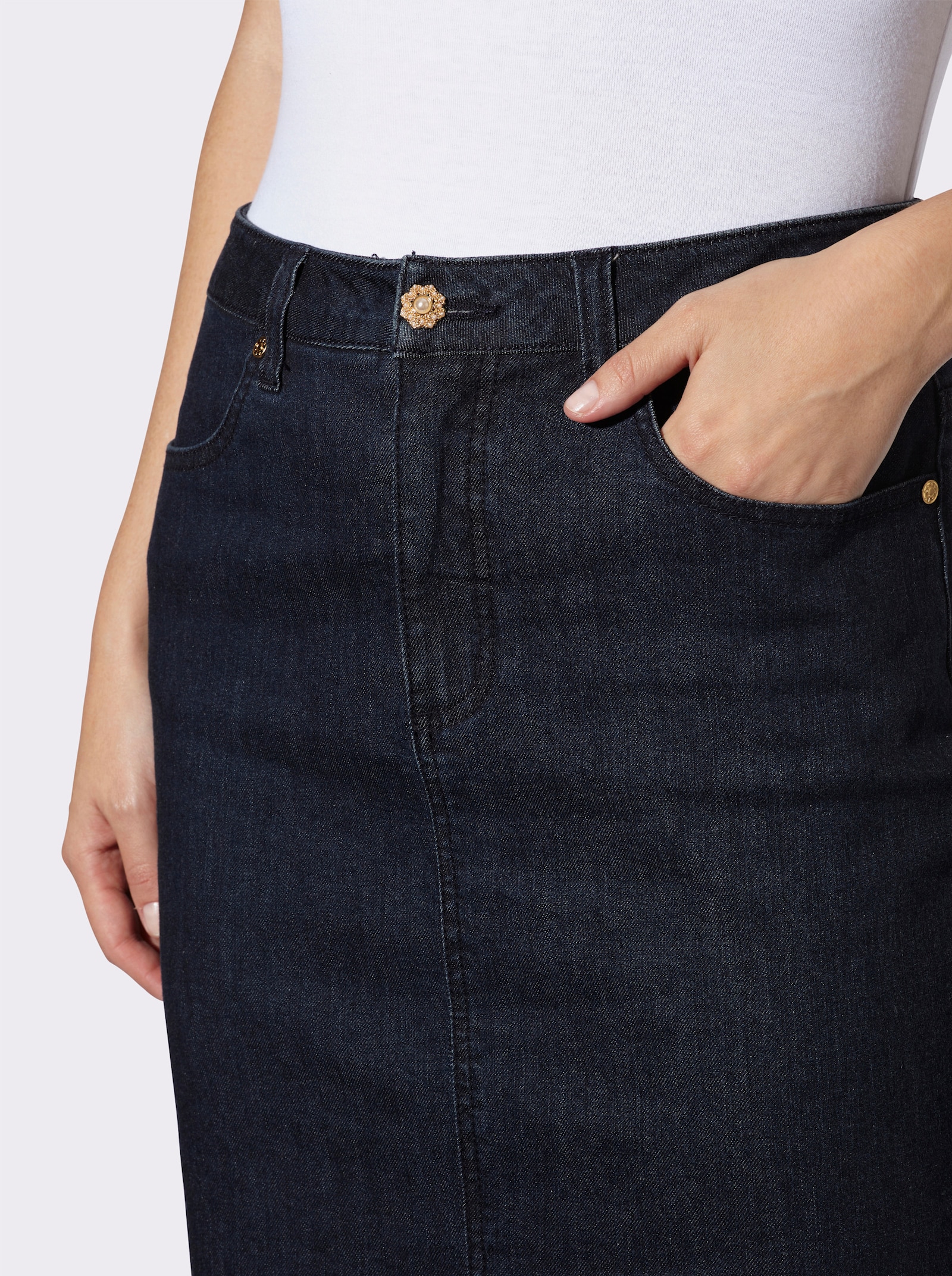 heine Jupe crayon avec fente devant. - bleu foncé