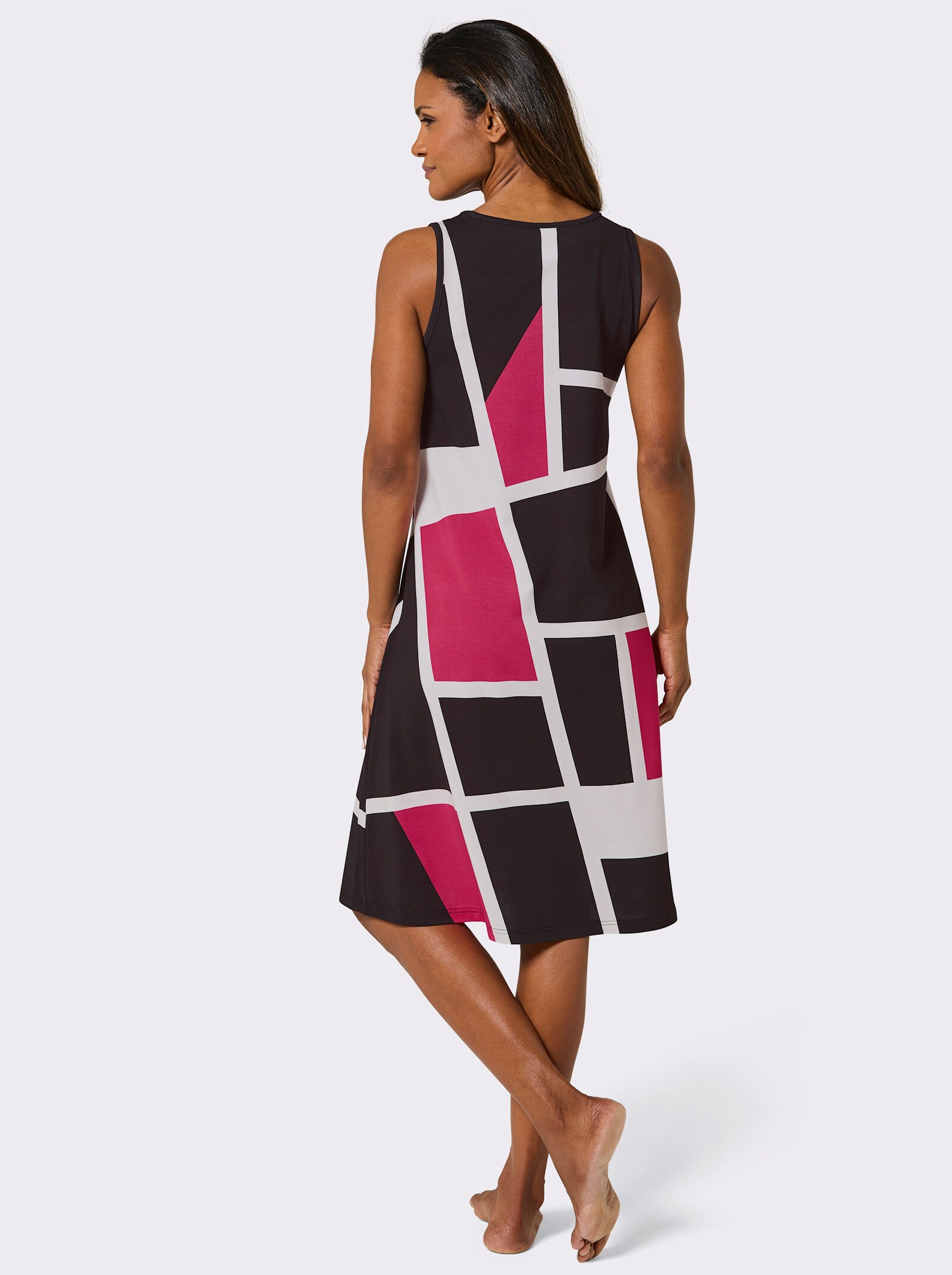 feel good Sommerkleid mit Grafik-Druck - schwarz-pink