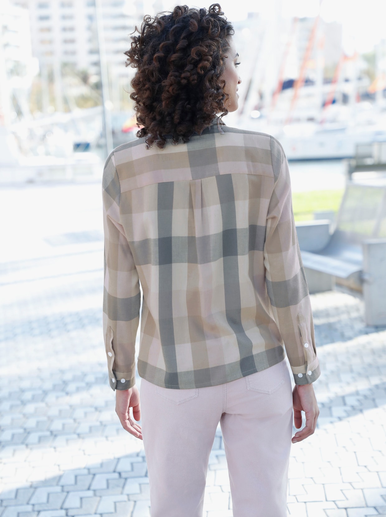 Geruite blouse - roze/taupe geruit