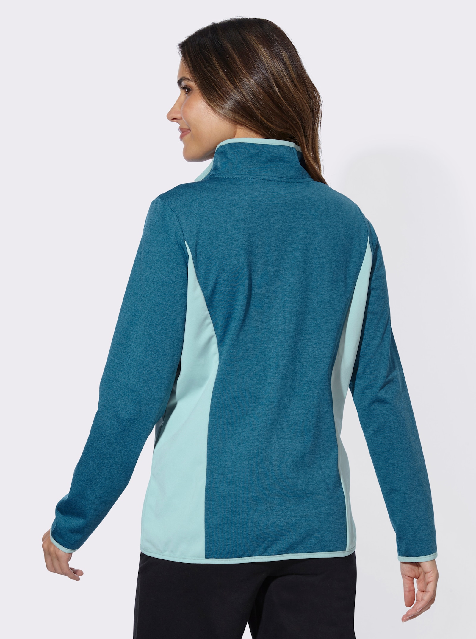 Sportjacke mit kontrastfarbenen Einsätzen - topas-meliert-mint