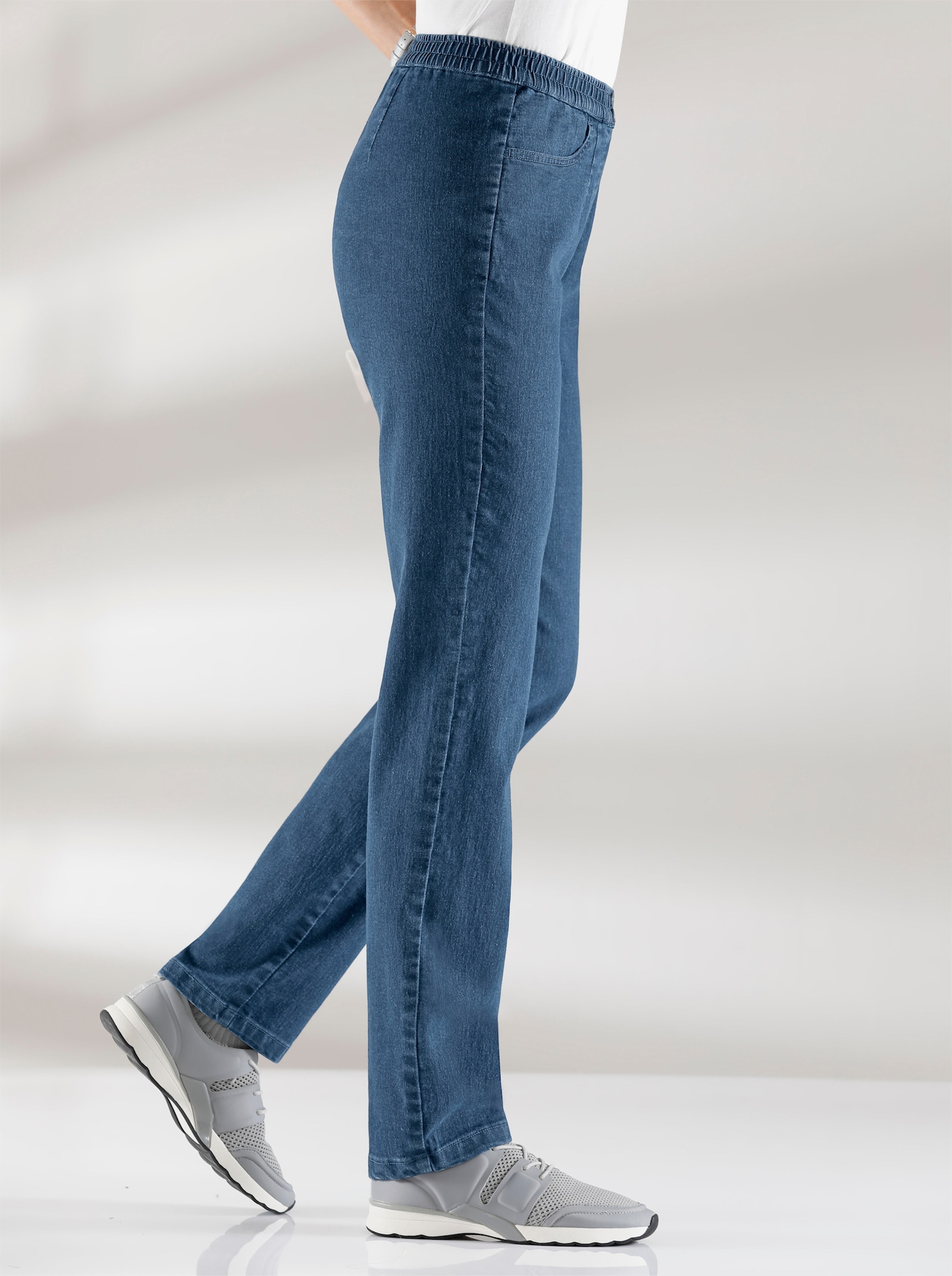 Comfortjeans met gestileerde ritssluitingoverslag - blue-bleached
