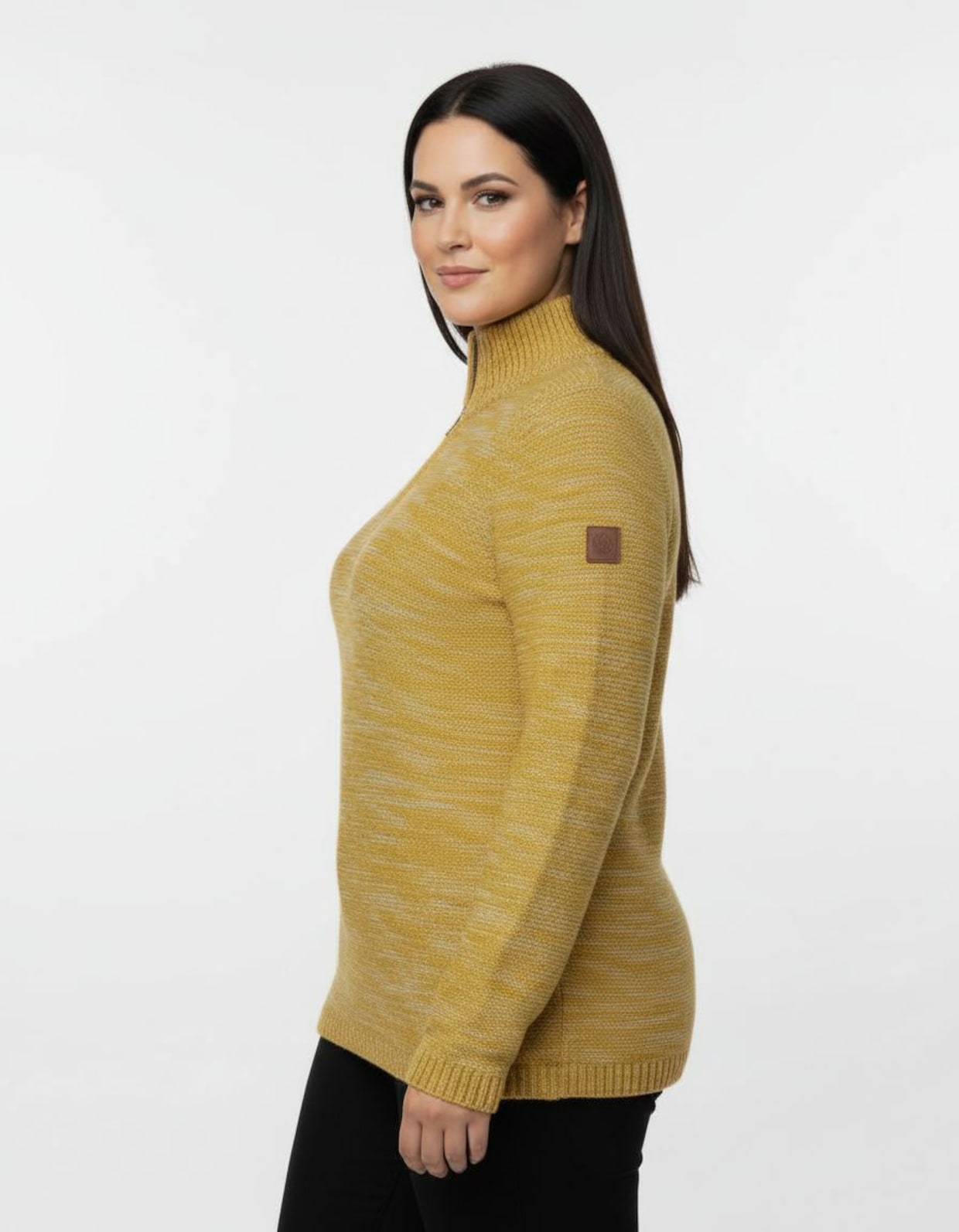 Troyer mit gerippten Abschlüssen - ocker-meliert