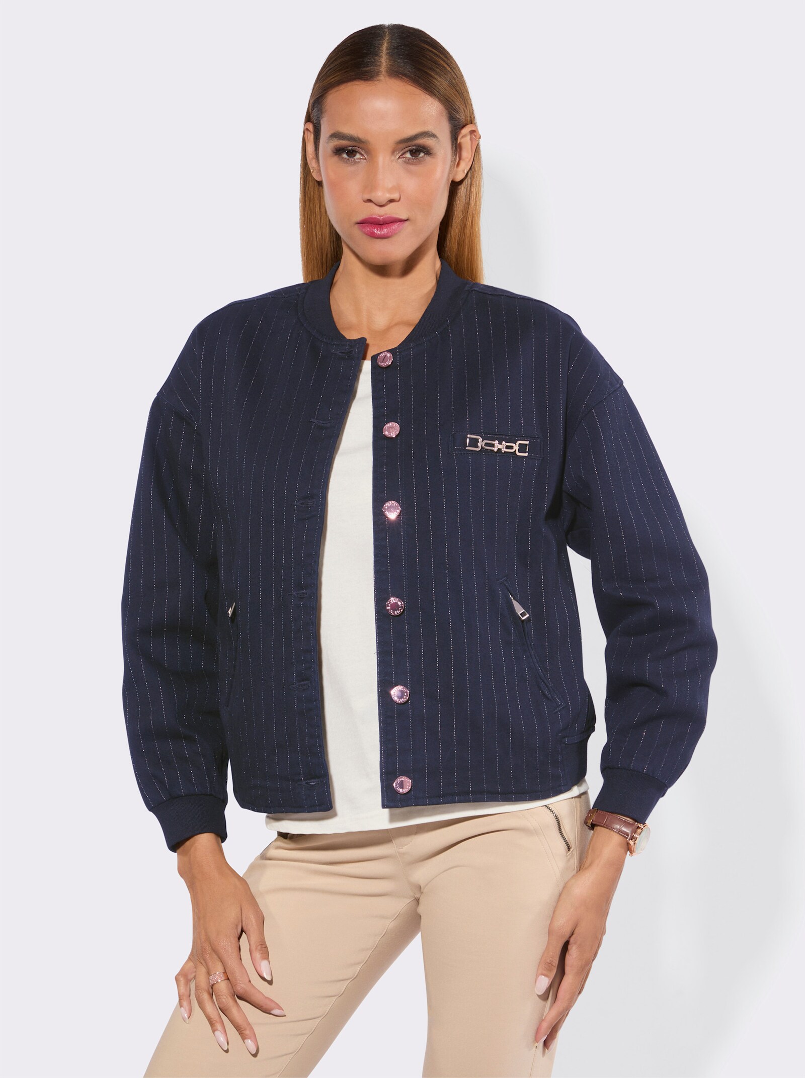 Blouson mit Nadelstreifen - dark blue-roségoldfarben-gestreift
