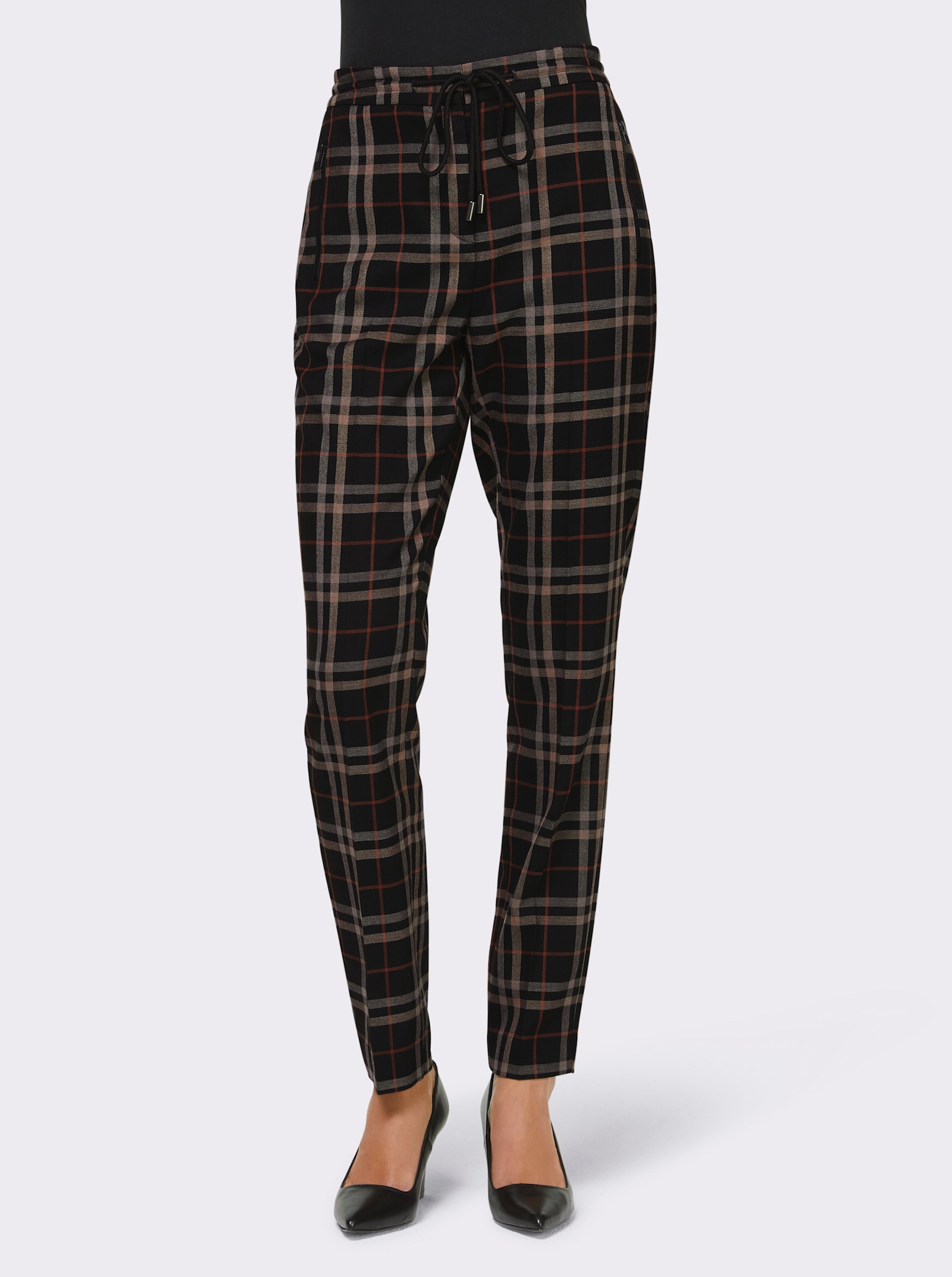 heine Pantalon à carreaux - noir-ambre à carreaux