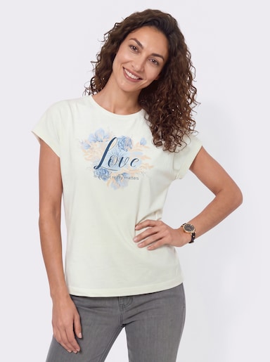 Shirt mit platziertem Druck - champagner-taubenblau-bedruckt