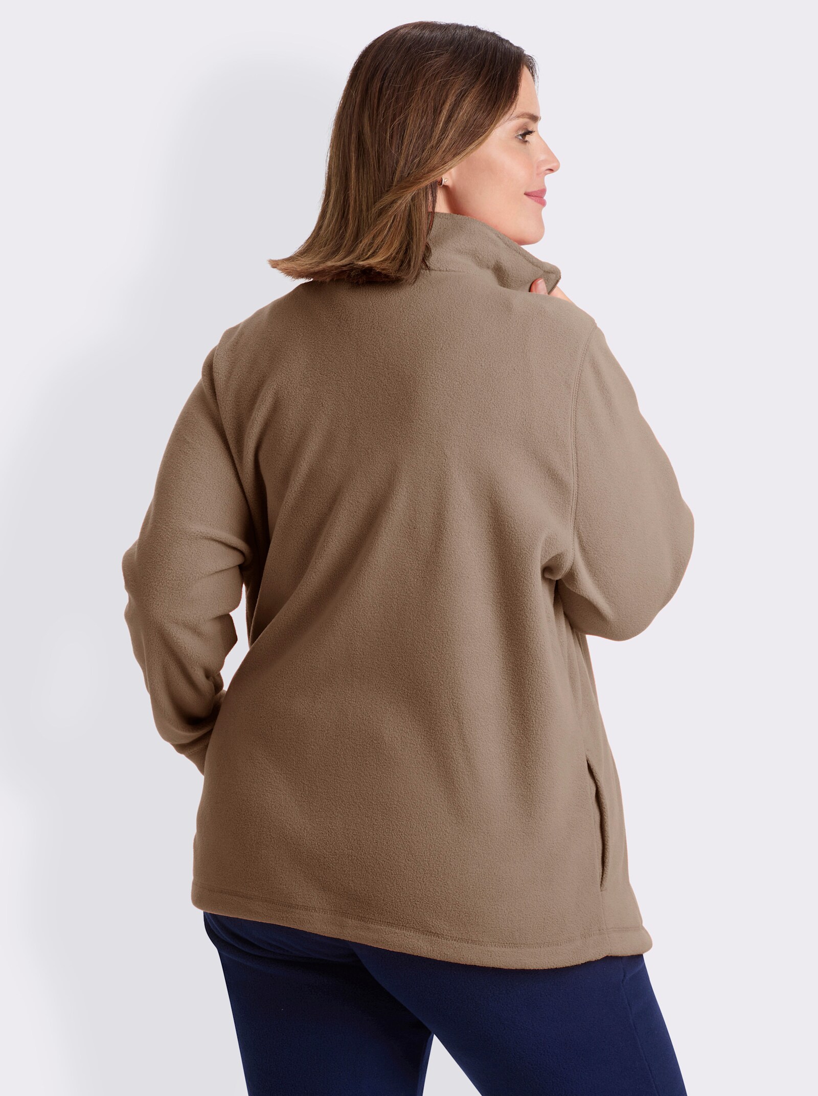 Fleecejacke Kordeldurchzug am Saum - stein