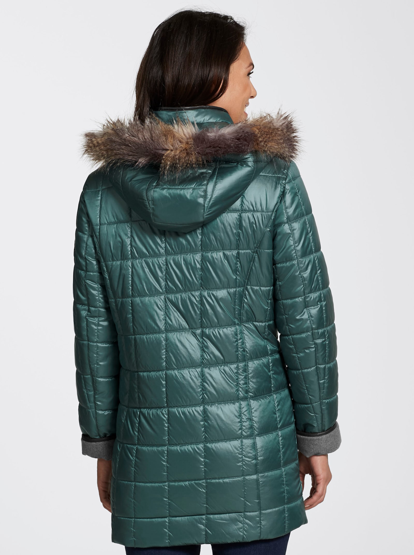 Gewatteerd jack met ritssluiting aan de zijkant - jadegroen