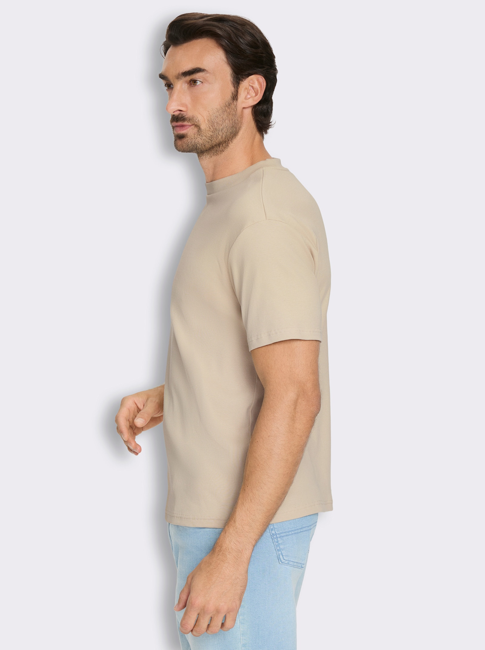 Marco Donati Kurzarmshirt im Loose-Fit, Baumwolle - sand