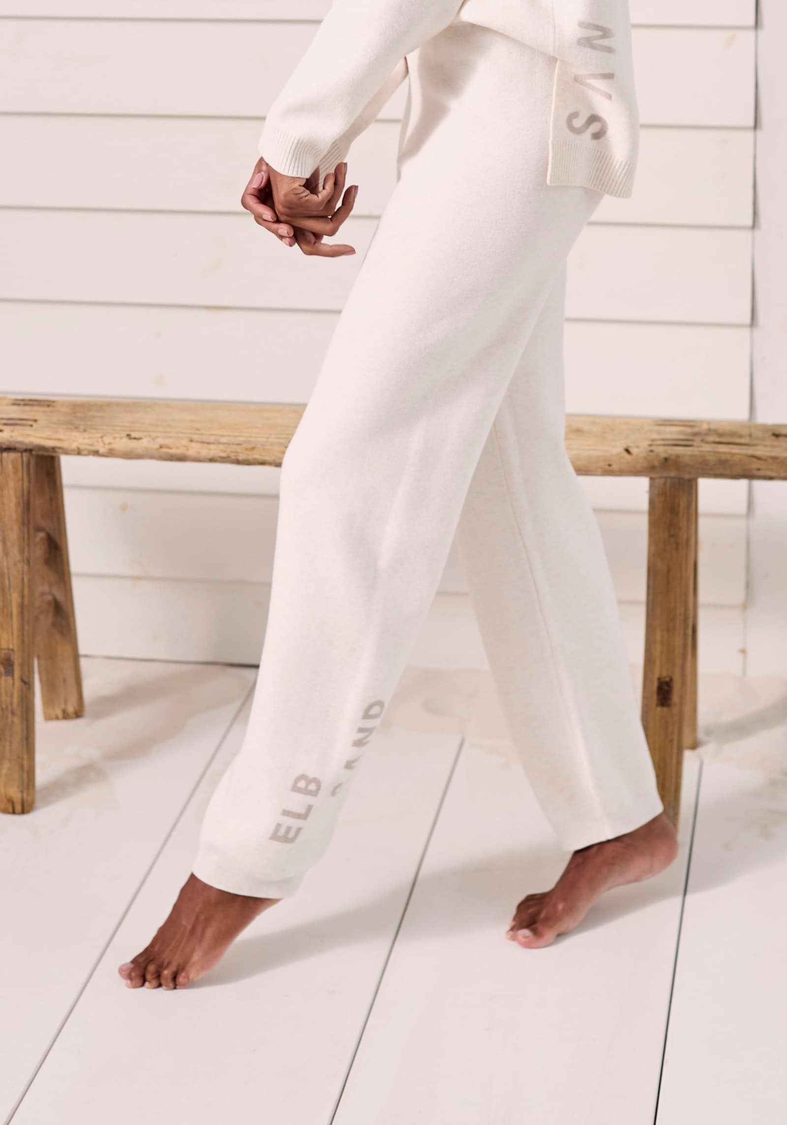 Elbsand Strickhose - wollweiß meliert