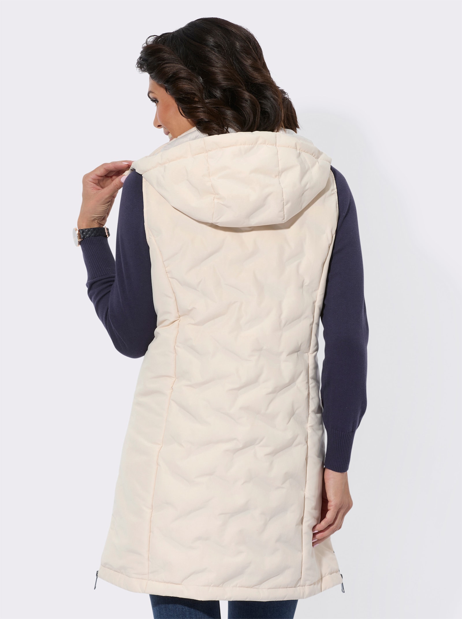 Longweste in Microfaser-Qualität - elfenbein