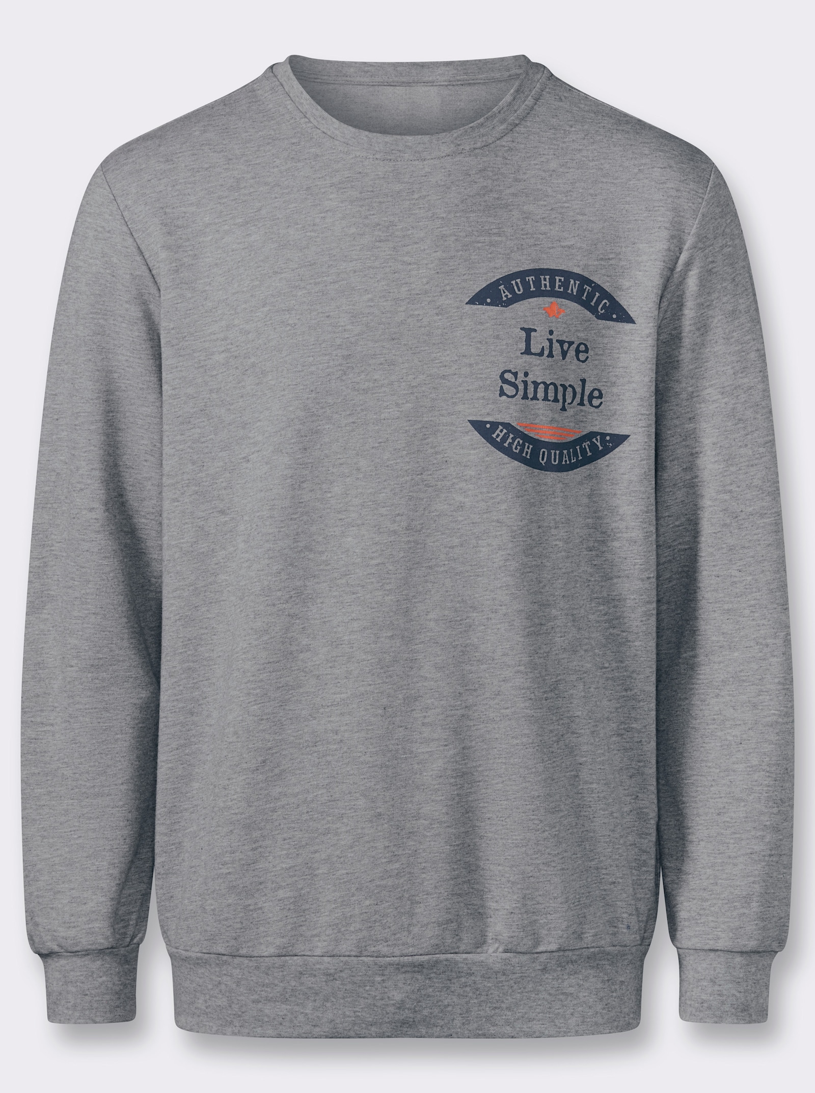Marco Donati Sweatshirt in Melange-Optik, mit Print - grau-meliert