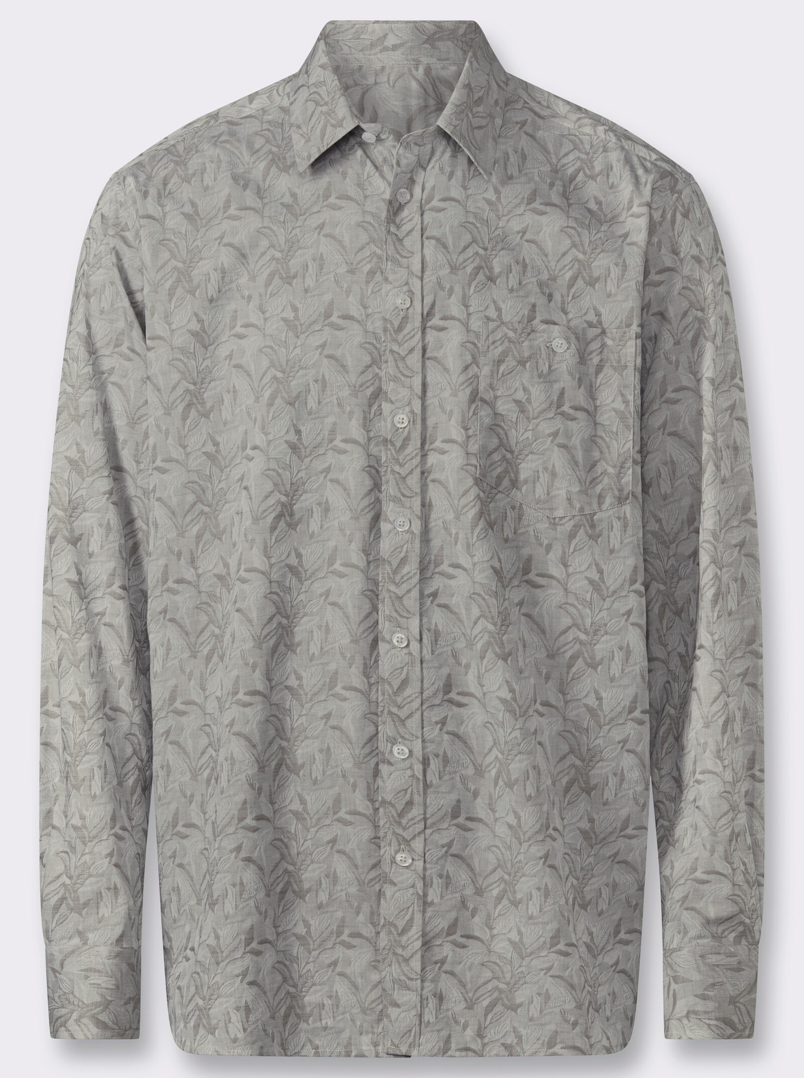 Marco Donati Langarmhemd mit Jacquard-Muster - graphit-gemustert