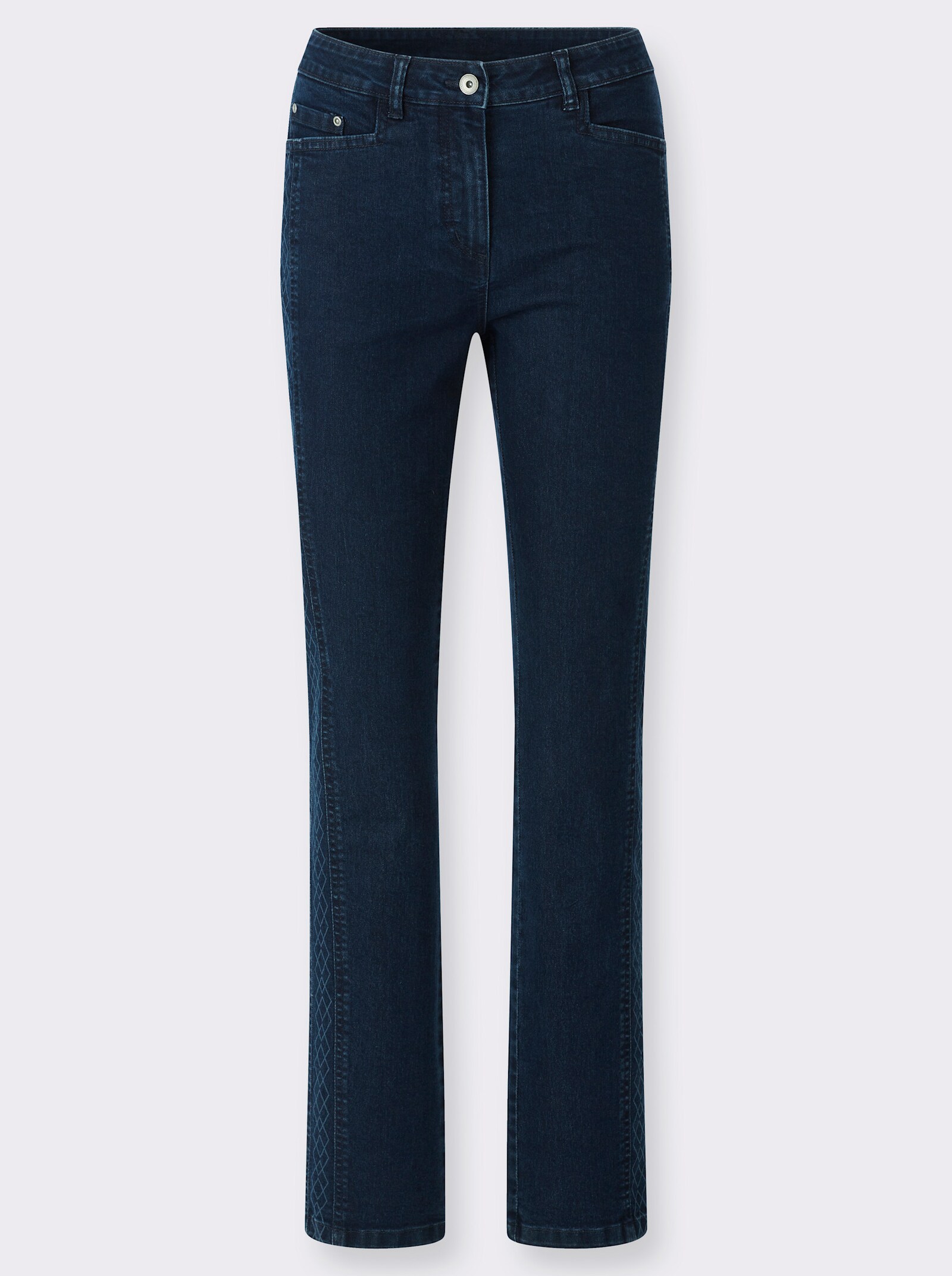 Jeans mit seitlichem Laser-Druckmuster - dunkelblau