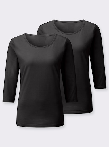 3/4-Arm-Shirt - schwarz + schwarz