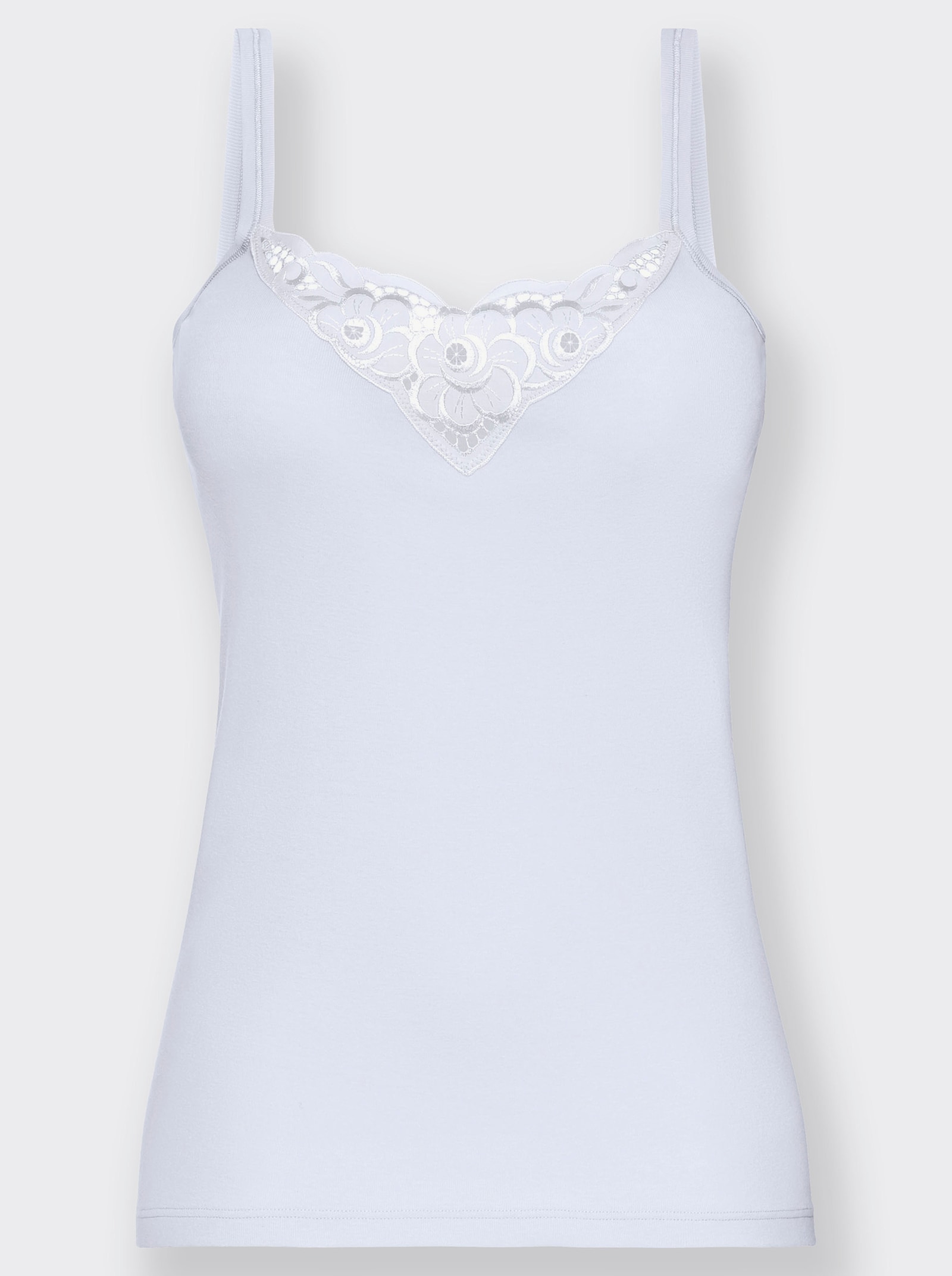 wäschepur Trägerhemd mit Batist-Motiv - weiß