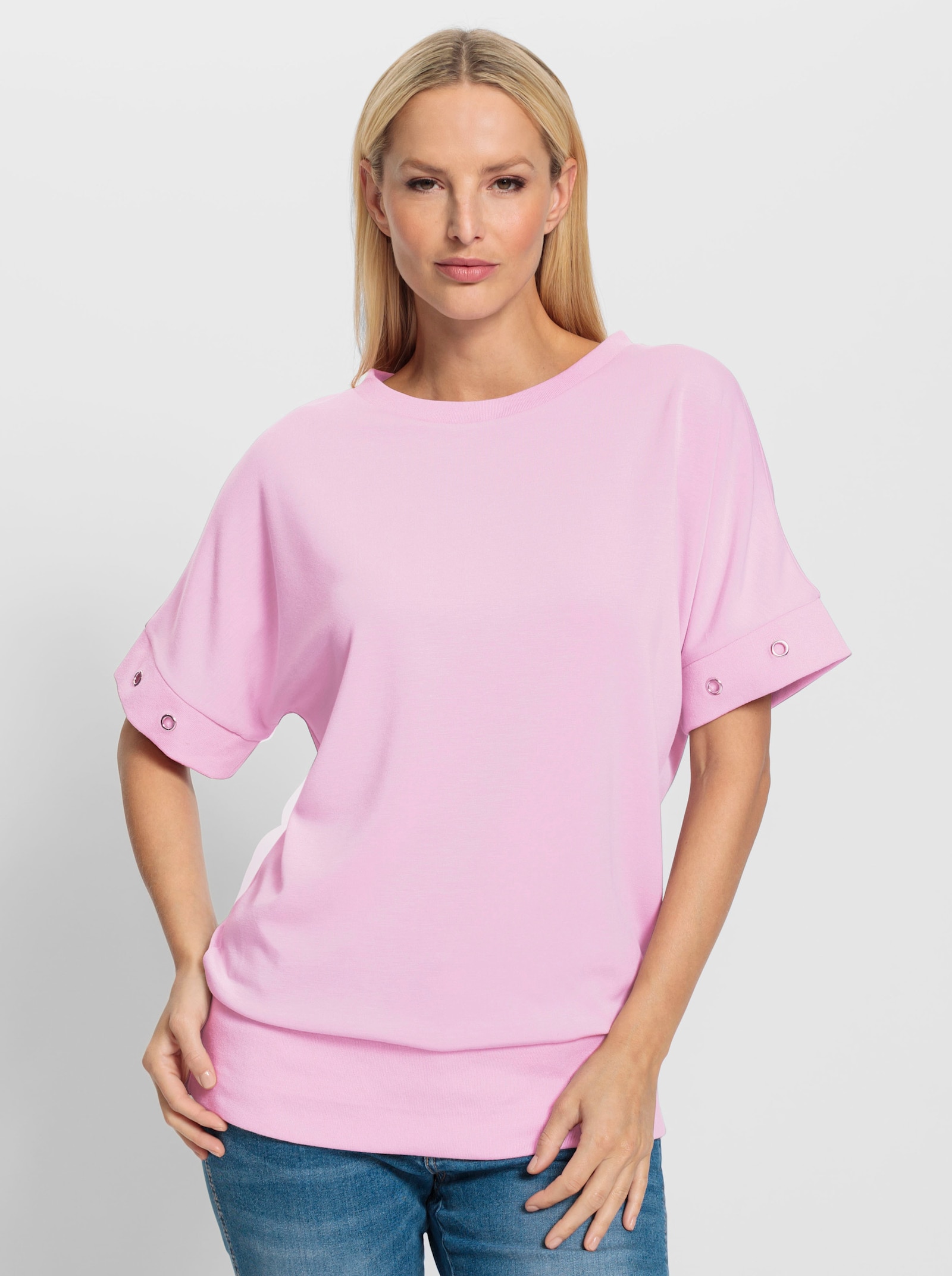 heine Oversize-Shirt mit Zier-Ösen-Applikation - rosé