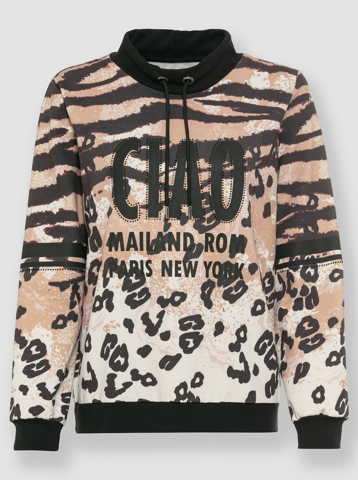 heine Sweatshirt - zwart/camel bedrukt