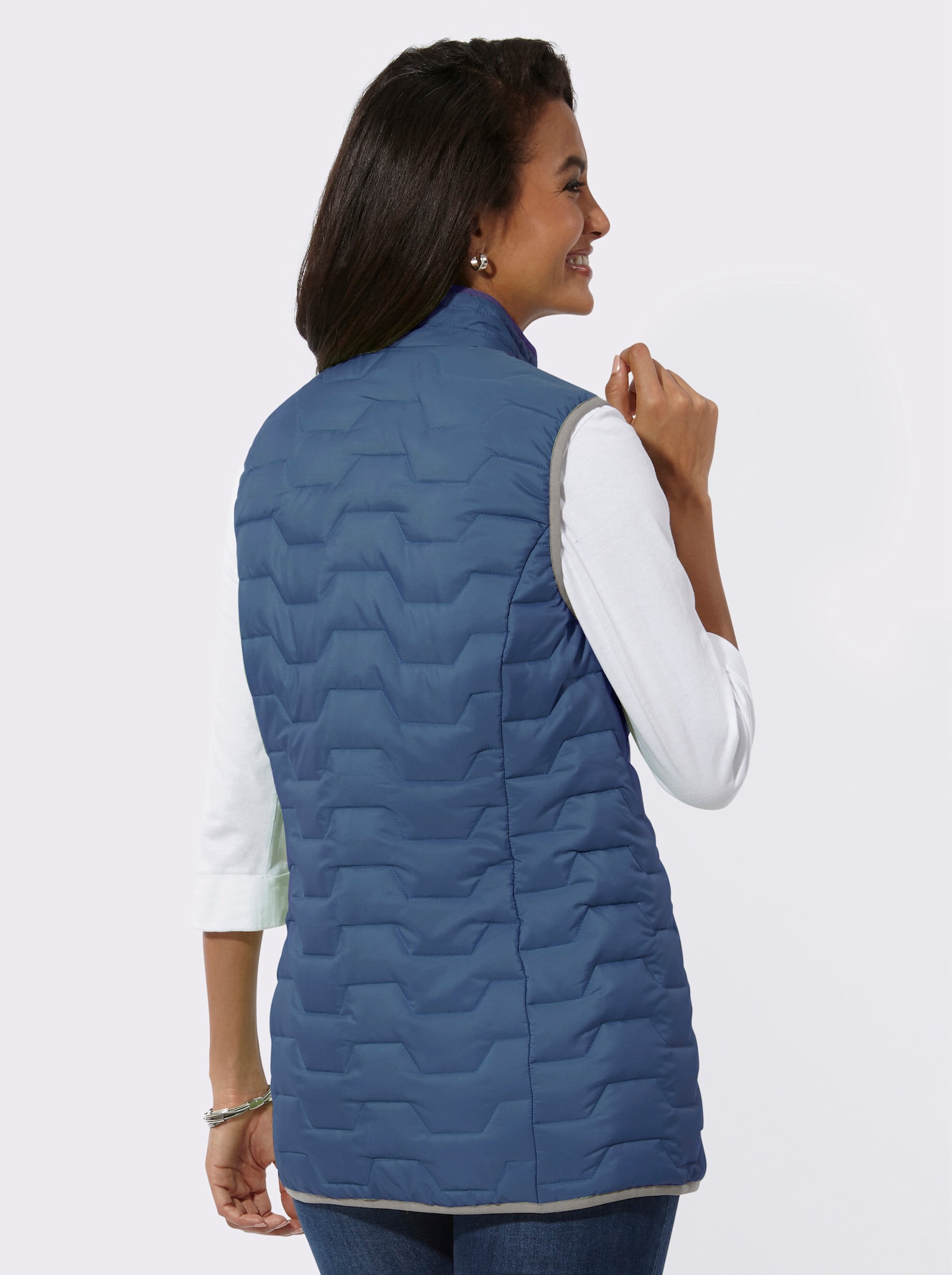 Steppweste aus recyceltem Polyester - jeansblau