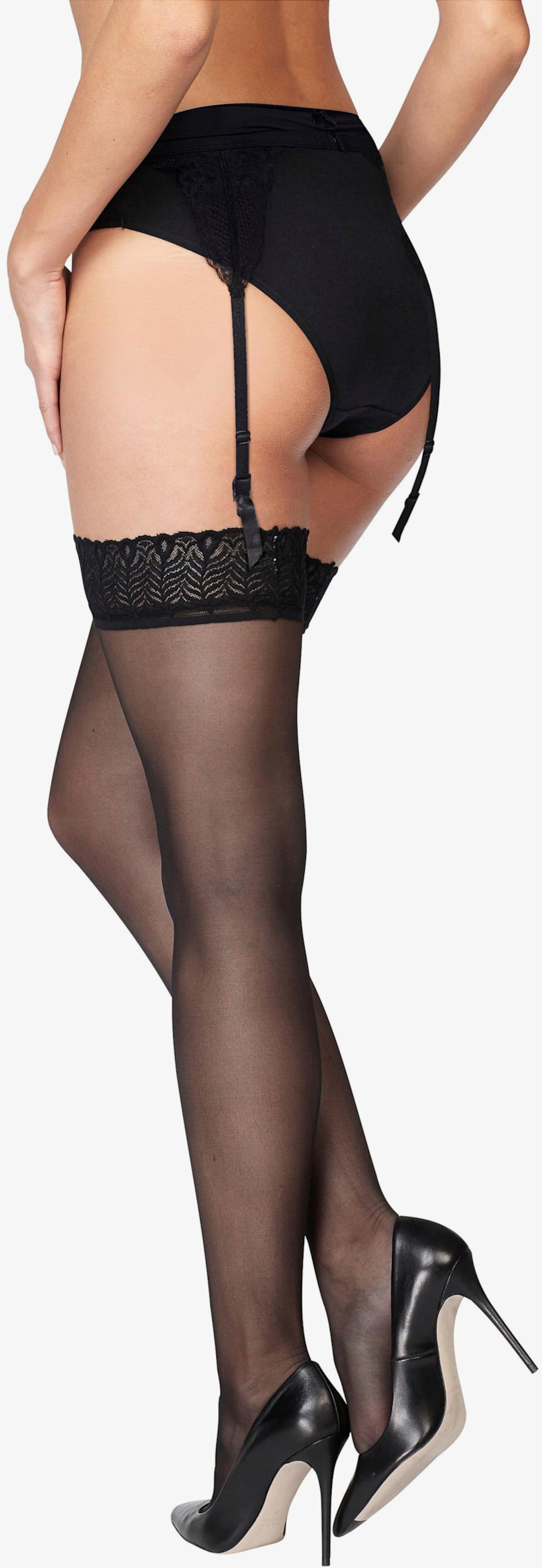 LASCANA Strapsstrümpfe - schwarz