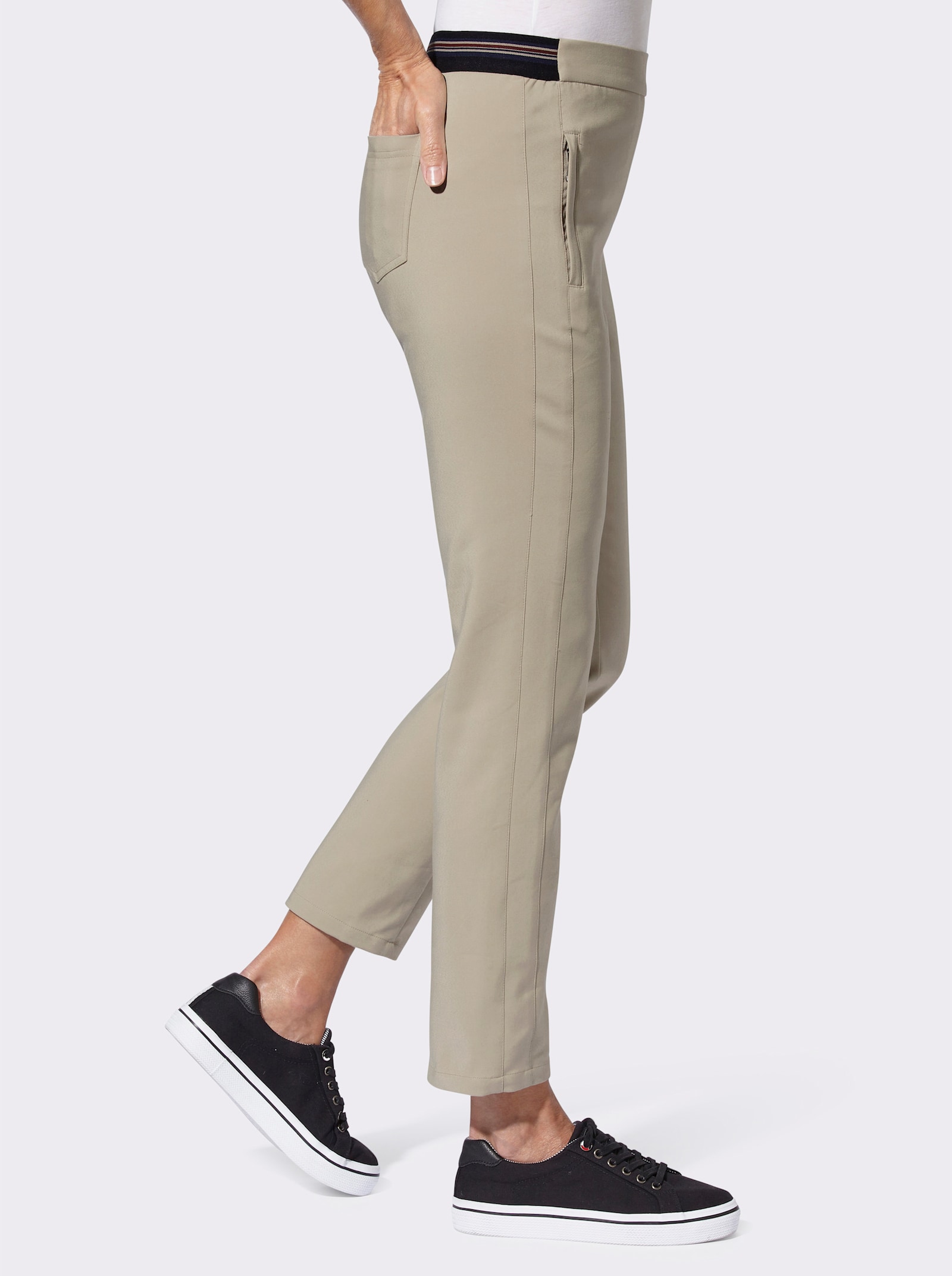 Comfortbroek met ritszakken - leem