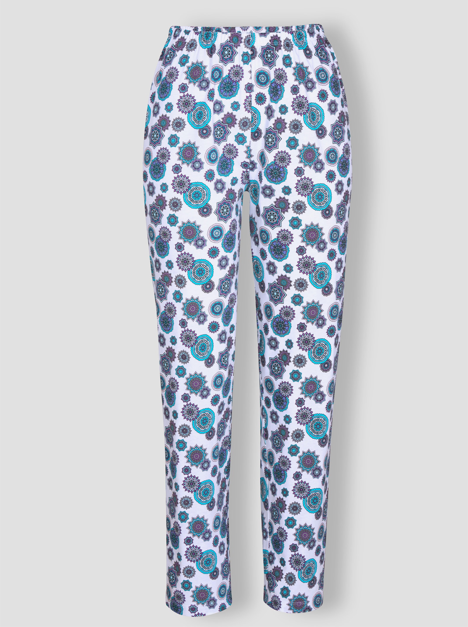Schlafanzughose mit grafischem Muster - ecru-lila-bedruckt