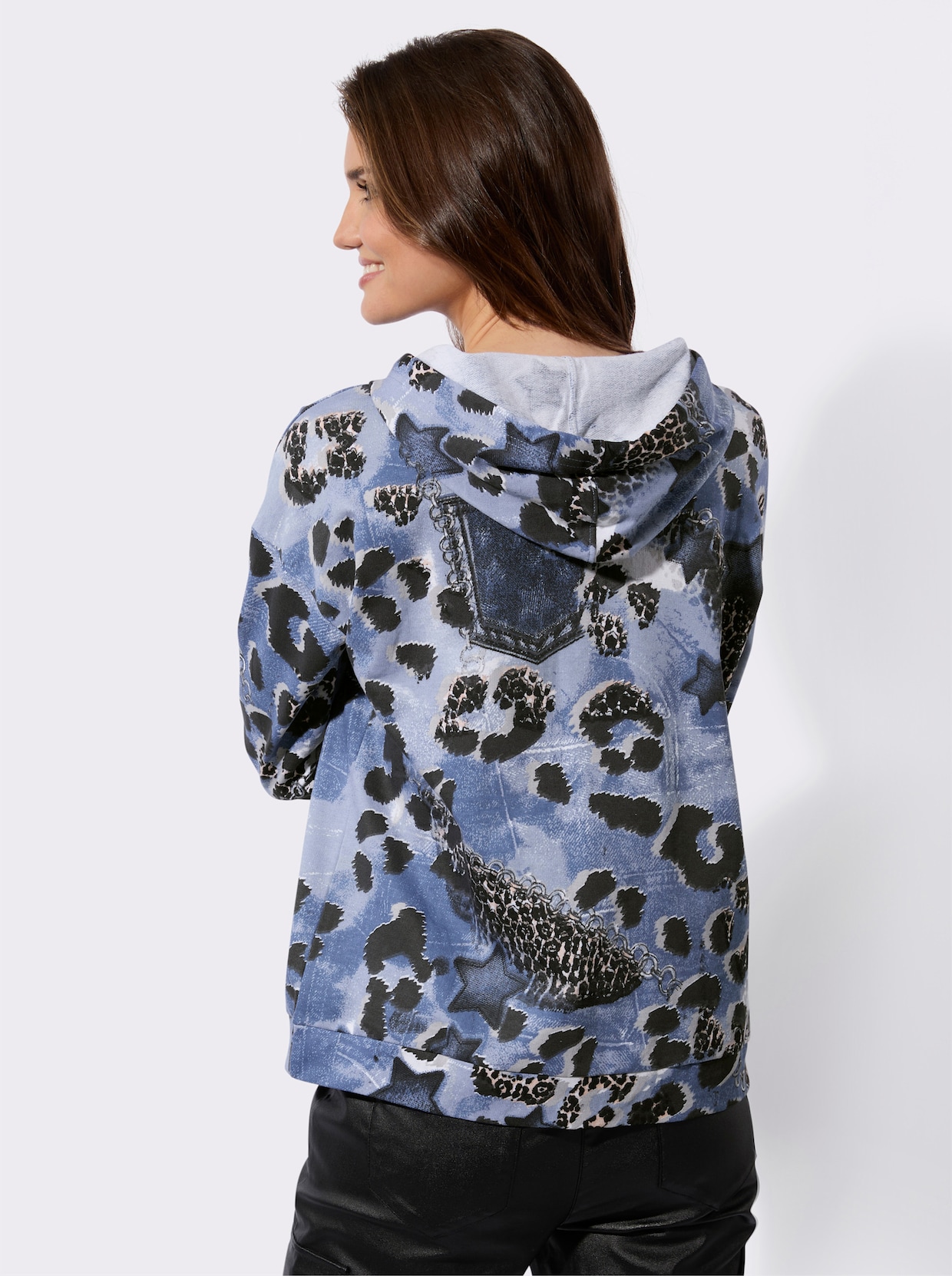 Sweatshirt - jeansblau-bedruckt