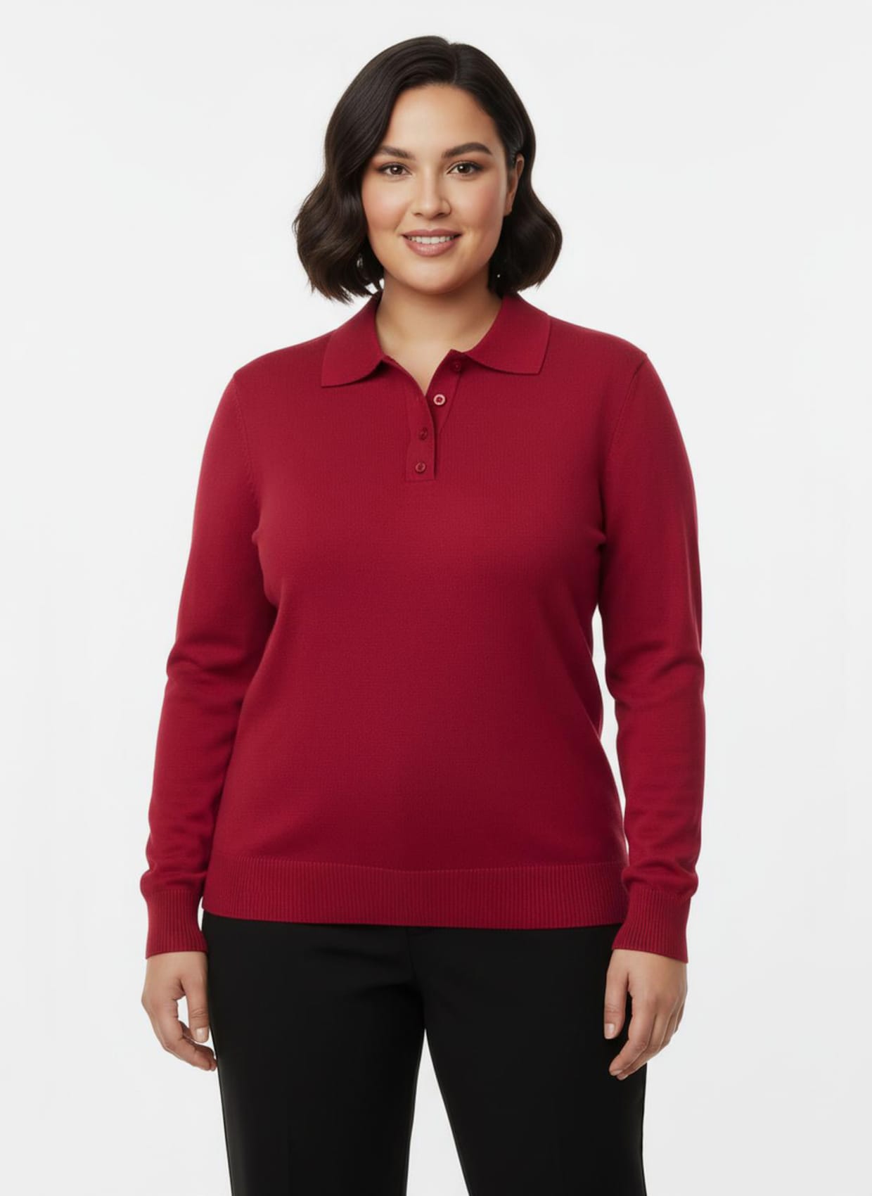 Polopullover mit kurzer Knopfleiste - rot