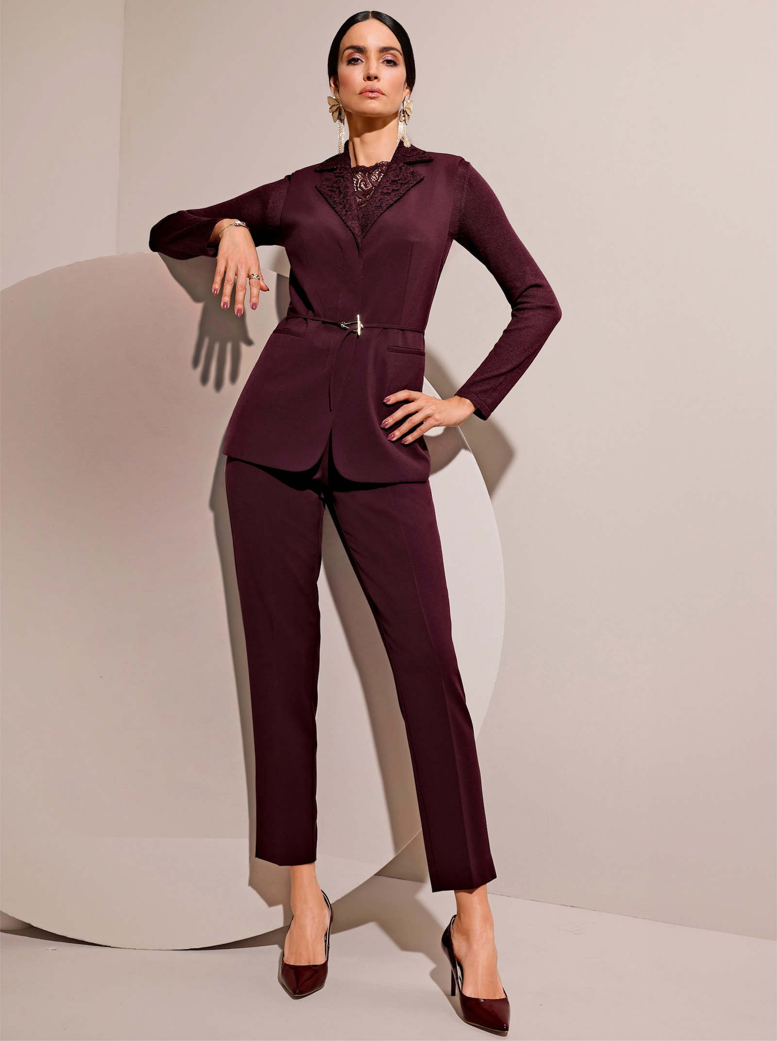 Anzughose mit Bügelfalte - burgund
