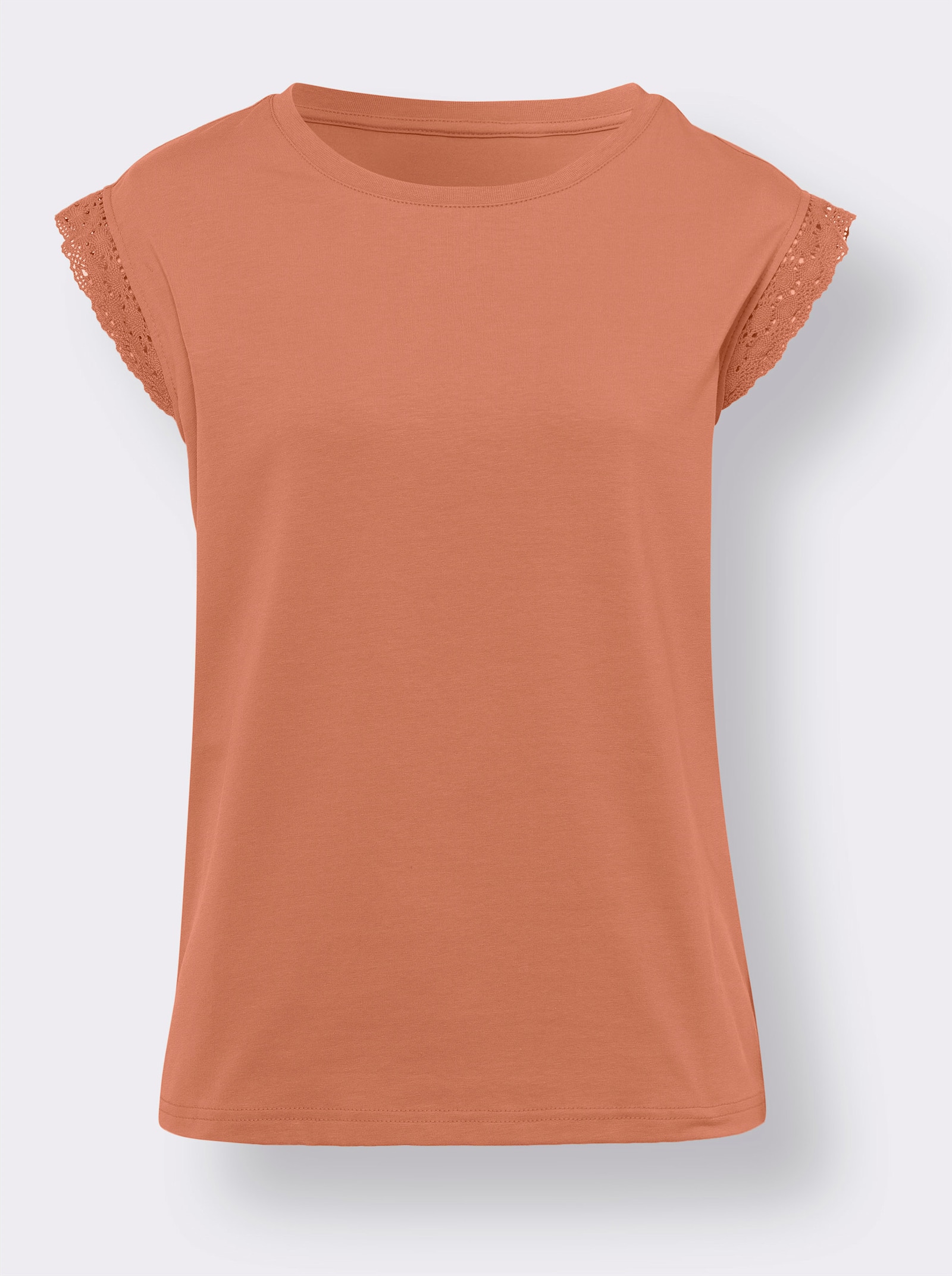 heine Shirt mit Spitzen-Besatz - papaya