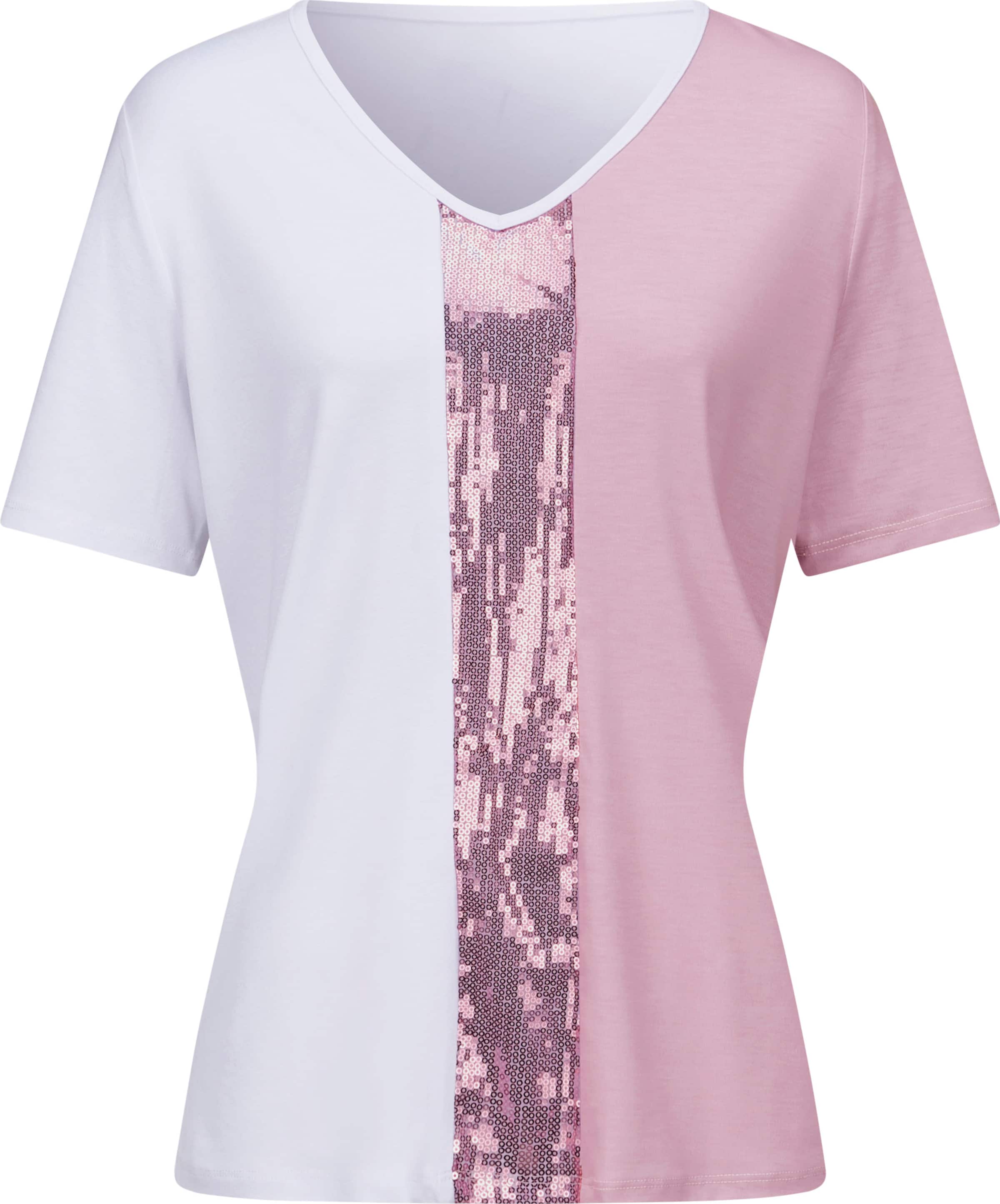 Your Look... for less! Dames Shirt met V-hals roze/wit Größe