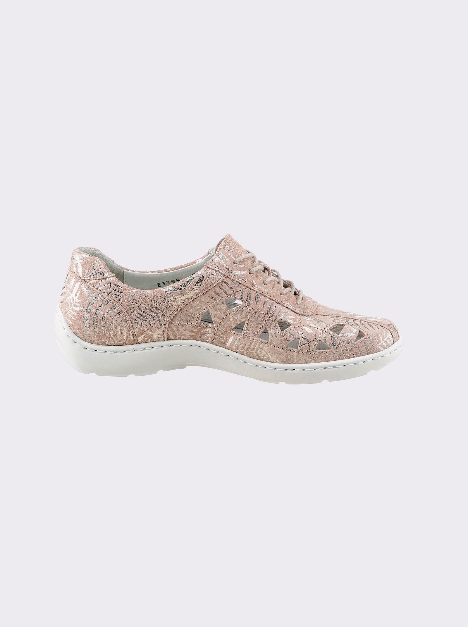 Waldläufer Schnürschuh mit Perforation und Glanz-Akzenten - beige