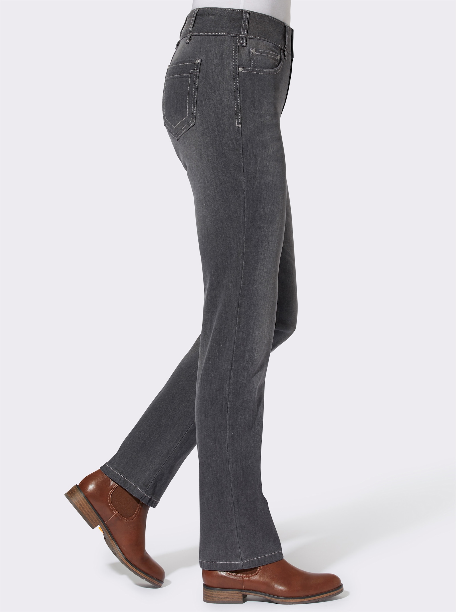 Jeans mit Nieten an den Taschen - grey-denim