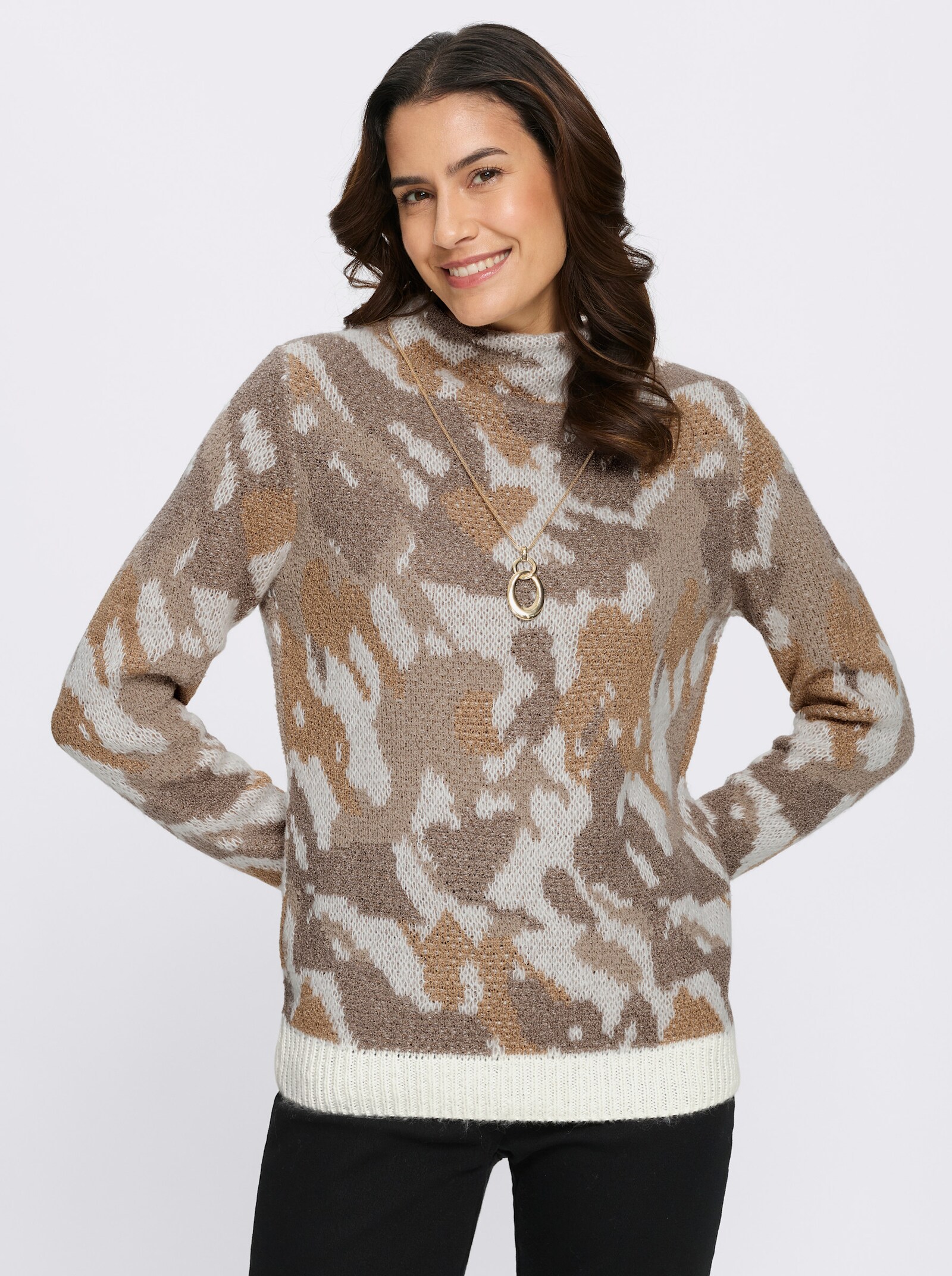 Jacquardpullover - ecru-sesam-gemustert