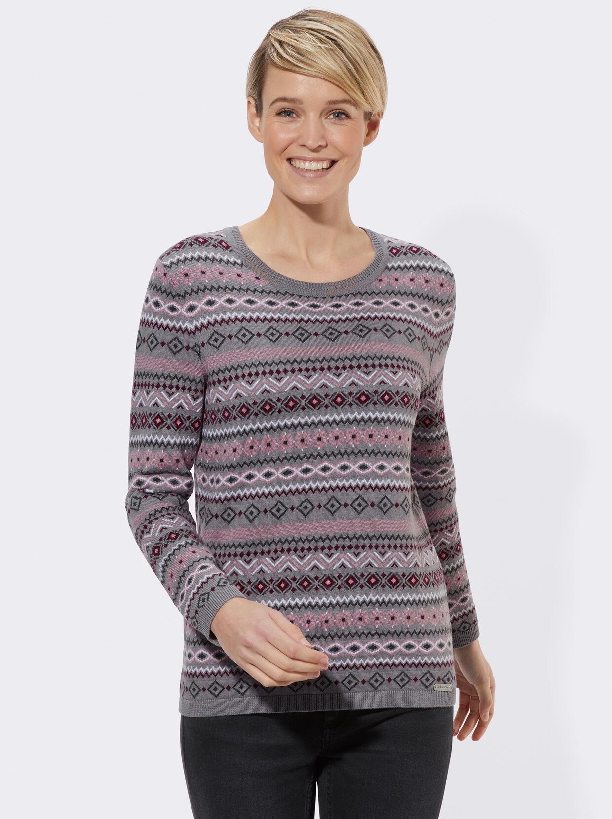 Norwegerpullover - altrosé-gemustert