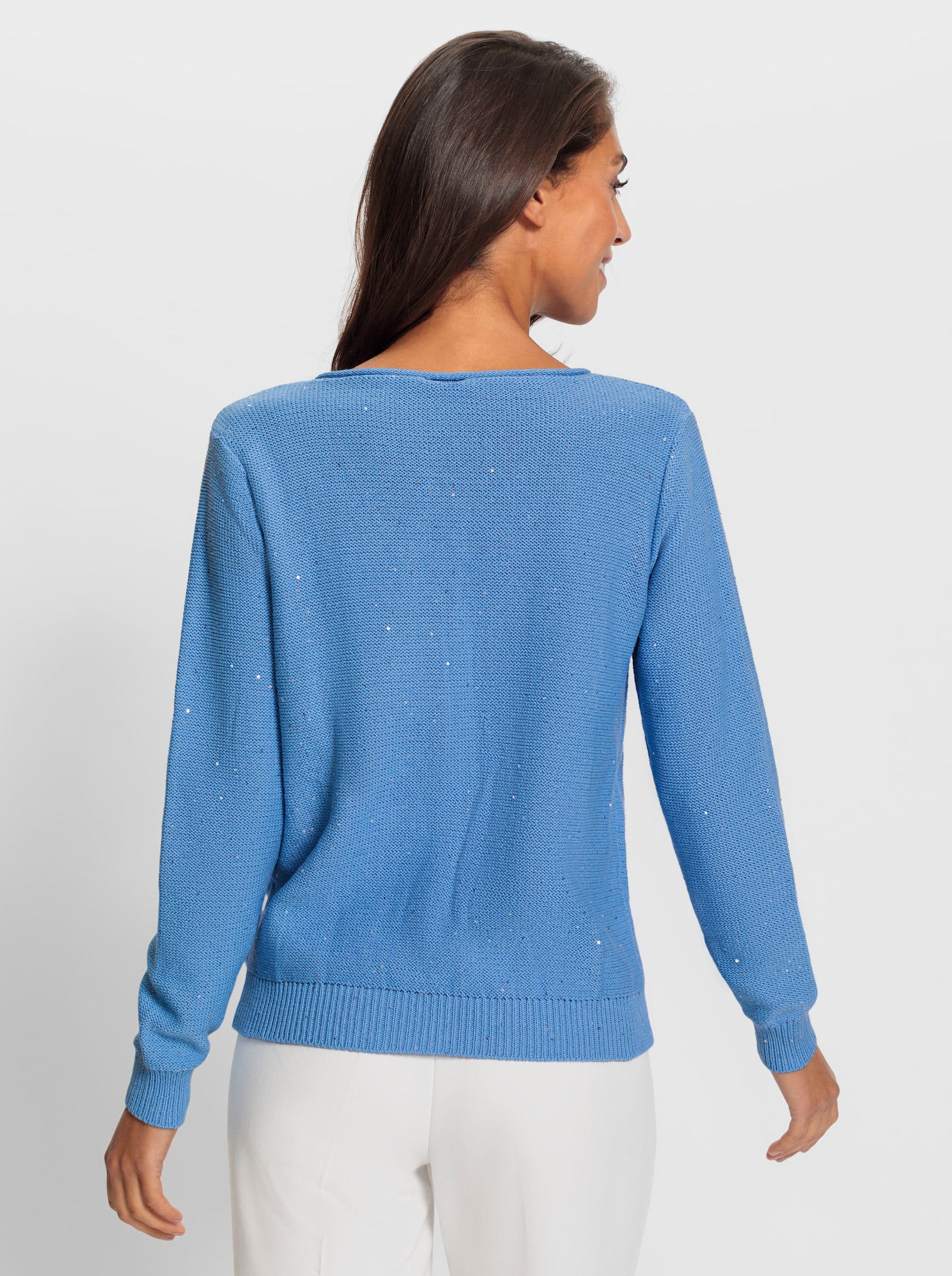 heine Baumwollpullover mit eingearbeiteten Pailletten - himmelblau